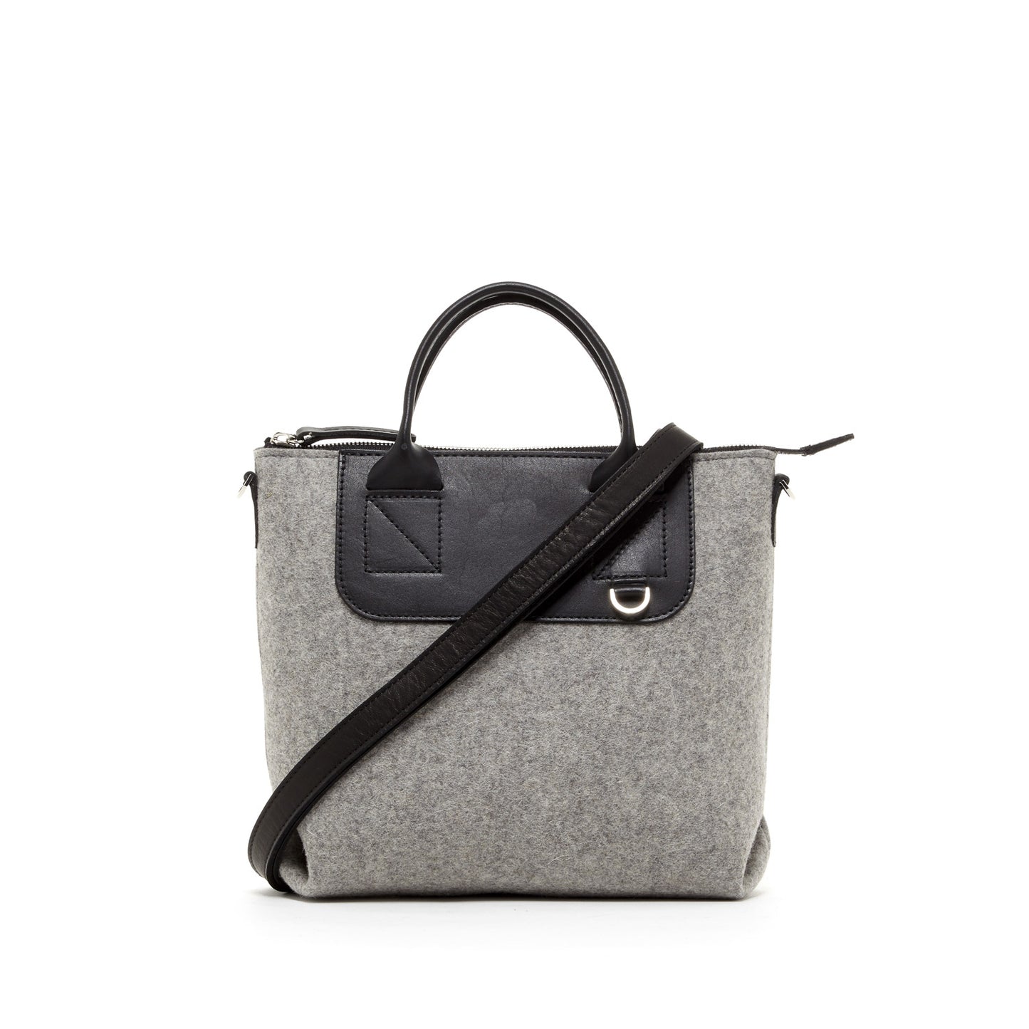 Alexis Crossbody Bag Gray Felt & Black Leather
