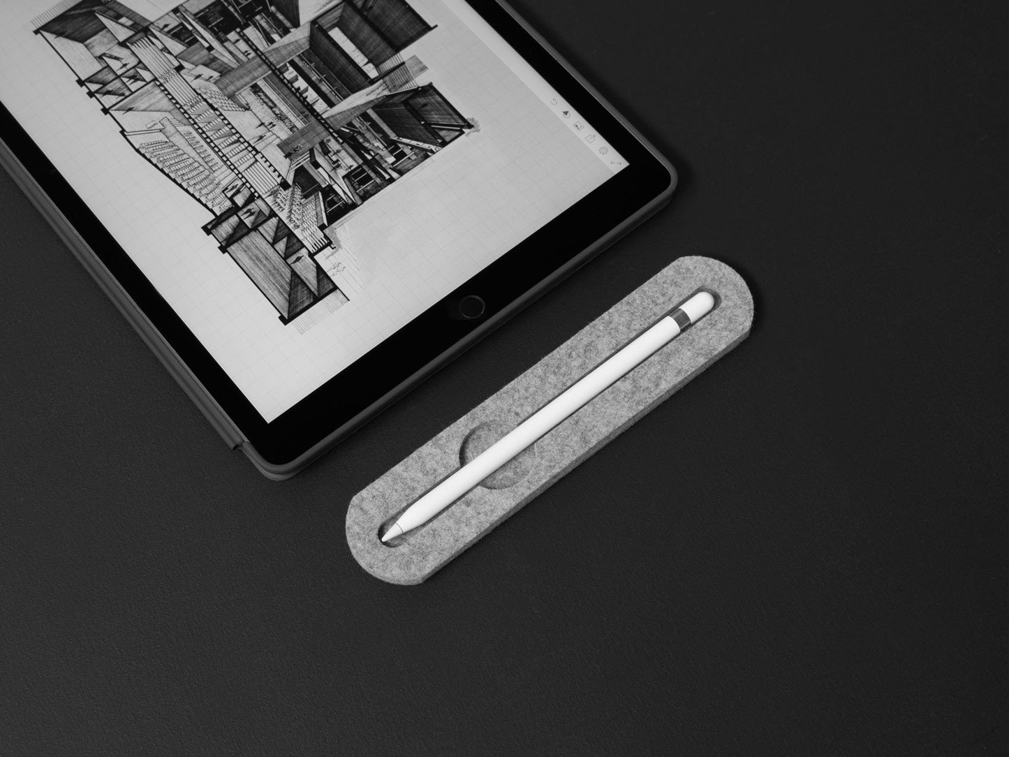 Apple Pencil Tray Gray Felt