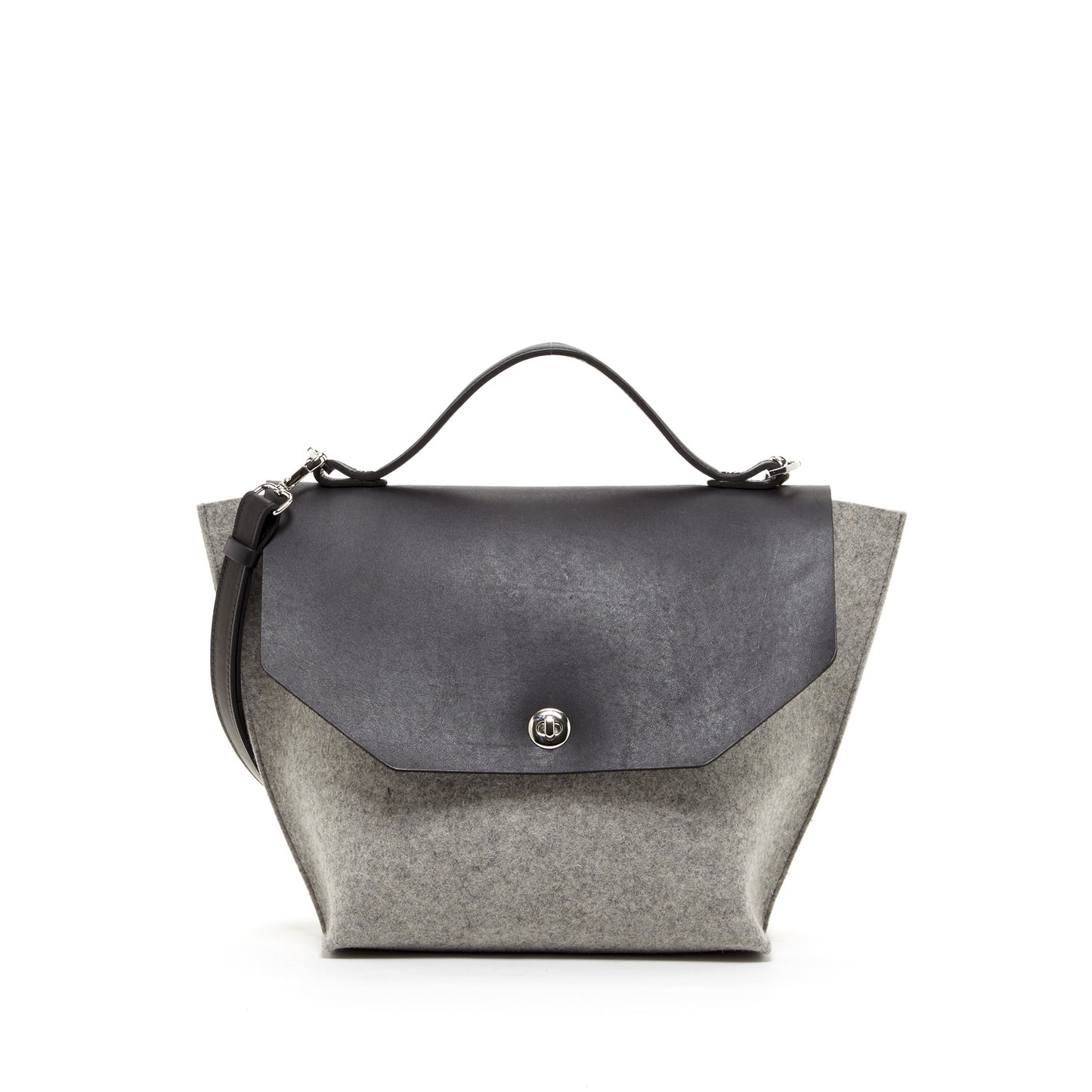 Ashley Crossbody Bag Gray Felt / Black Leather