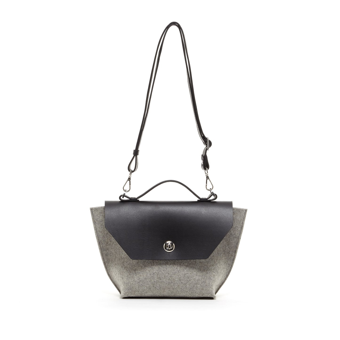 Ashley Crossbody Bag Mini Gray Felt / Black Leather
