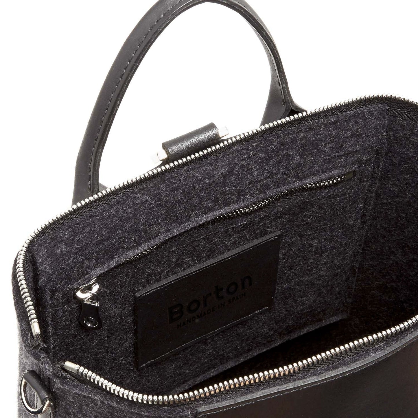 Alexis Backpack Black Felt & Black Leather