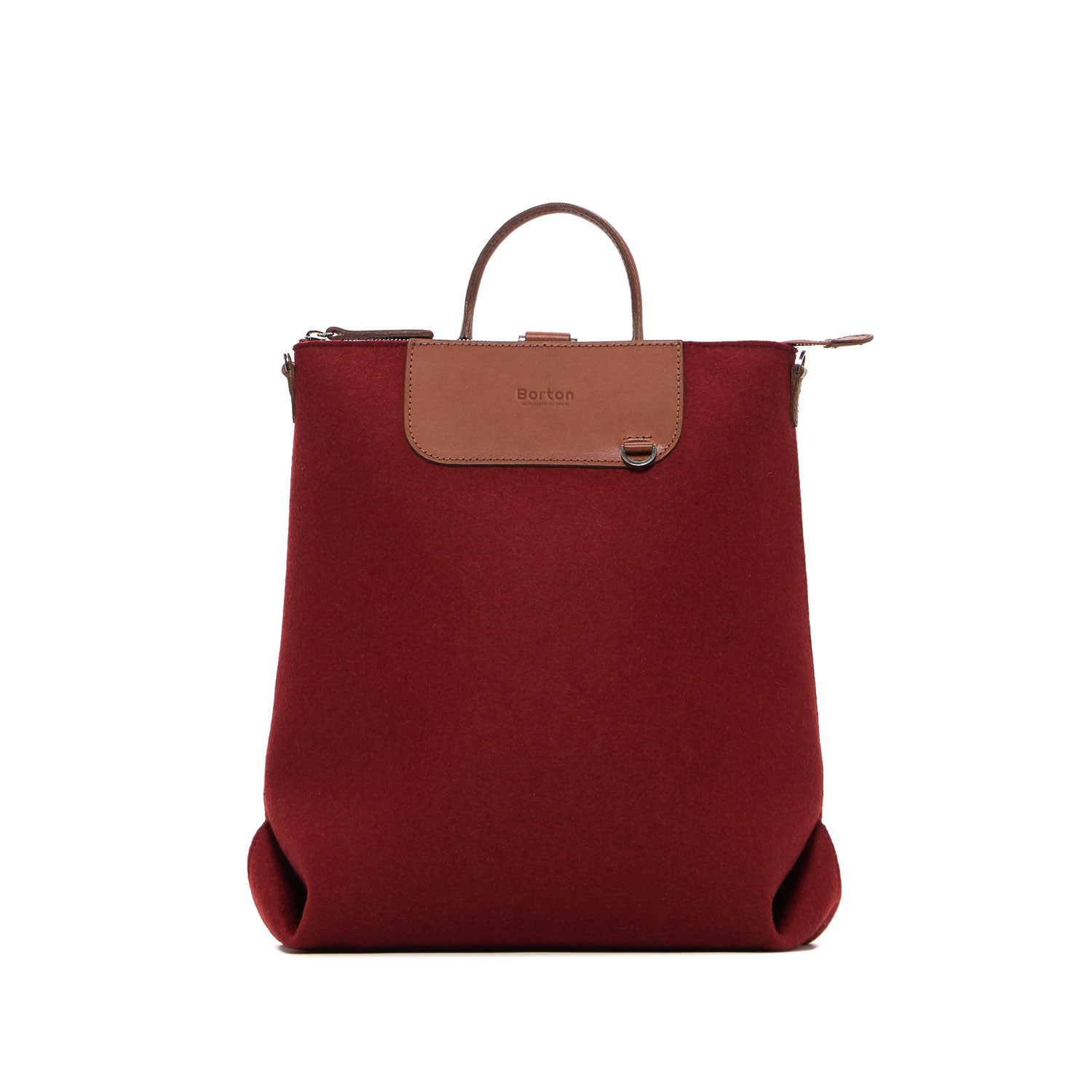 backpack felt leather Alexis Backpack Burgundy Felt & Tan Leather