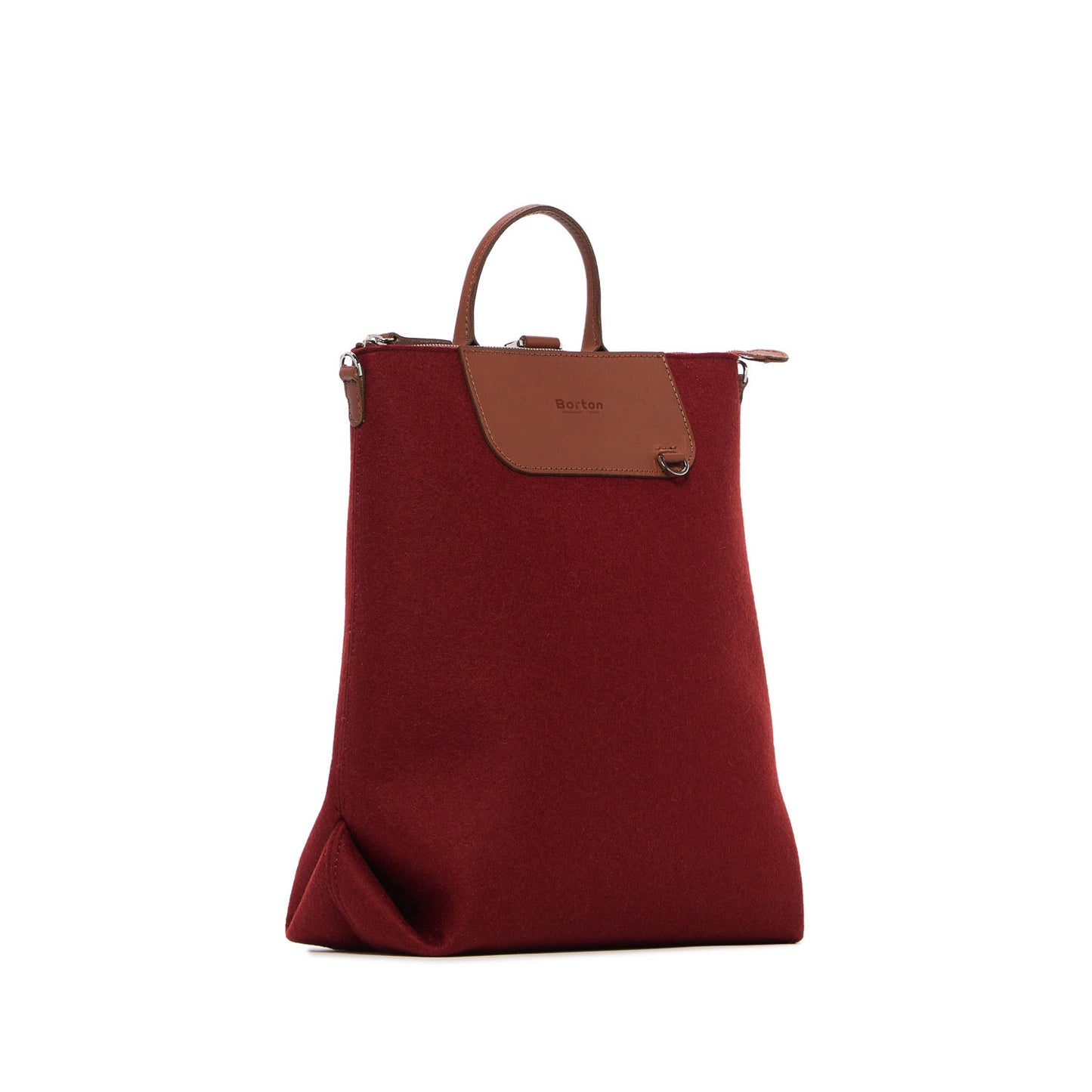Alexis Backpack Burgundy Felt & Tan Leather