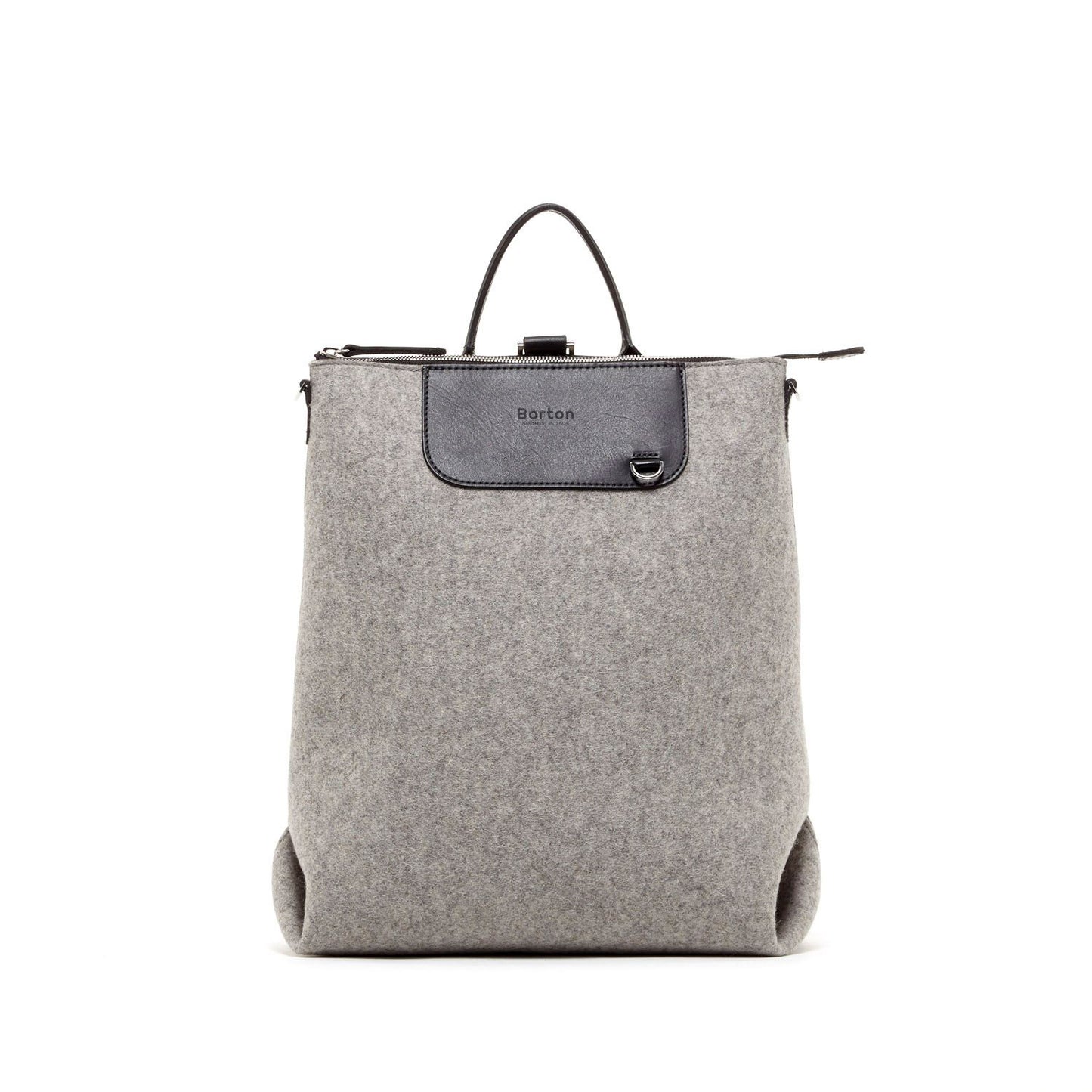 Alexis Backpack Gray Felt & Black Leather