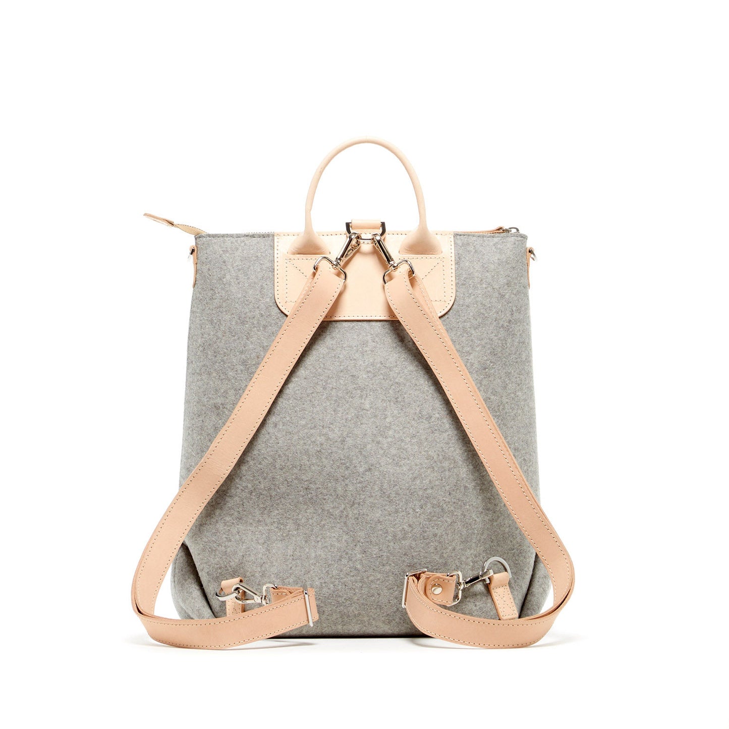 Alexis Backpack Gray Felt & Natural Leather