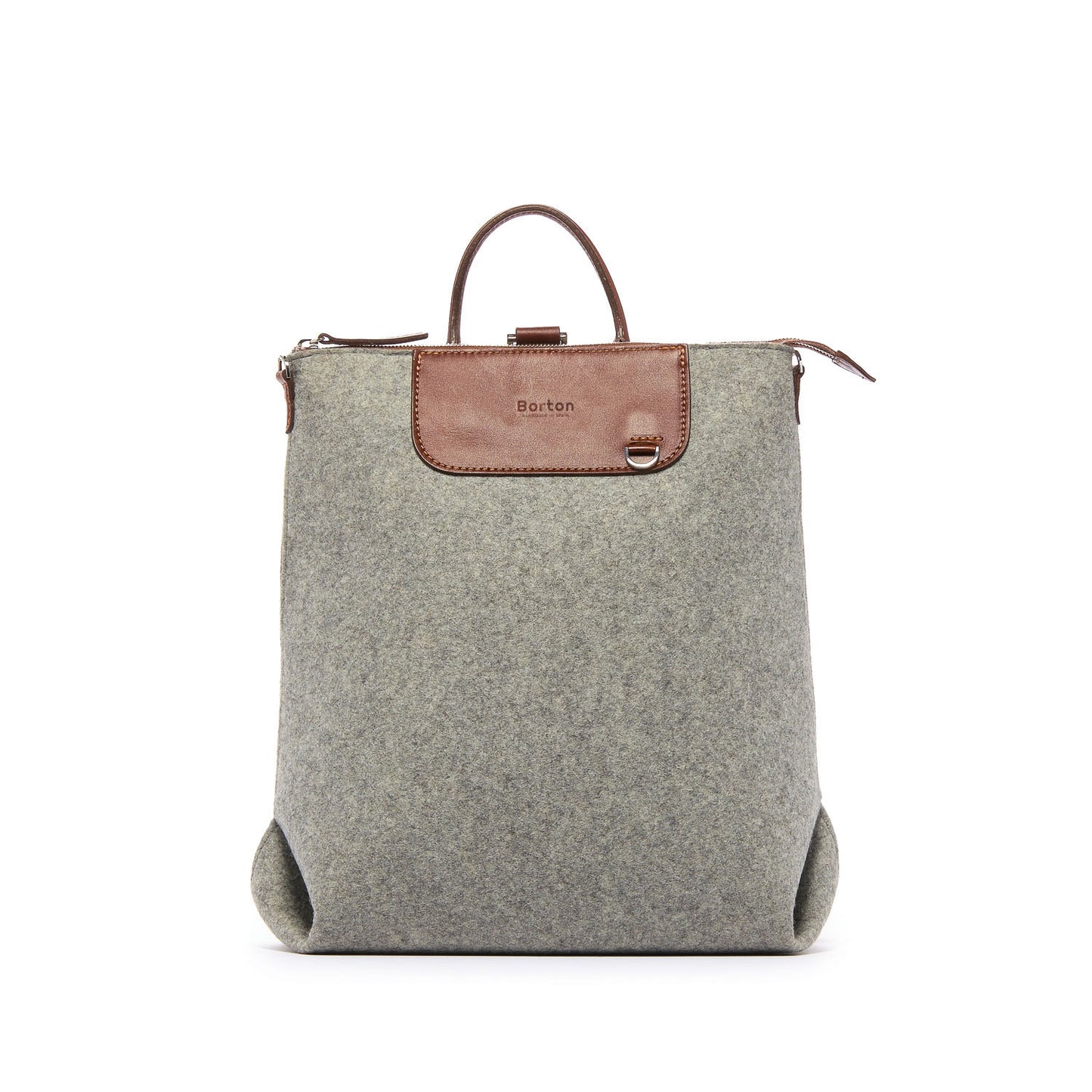 Alexis Backpack Gray Felt & Tan Leather