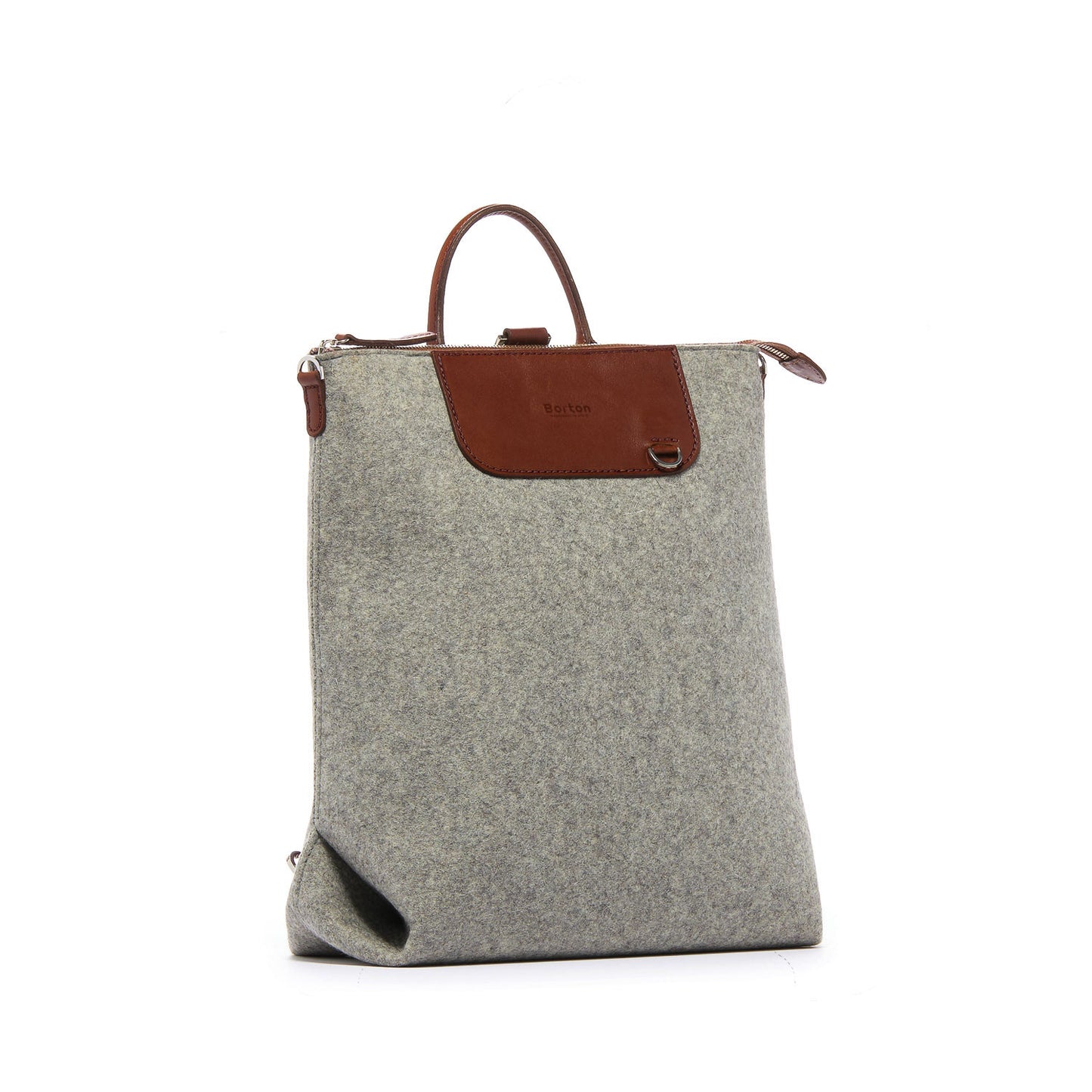 Alexis Backpack Gray Felt & Tan Leather