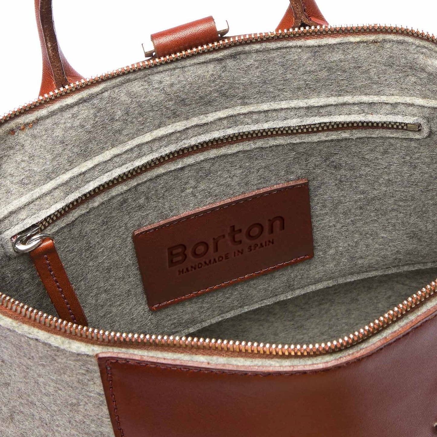 Alexis Backpack Gray Felt & Tan Leather