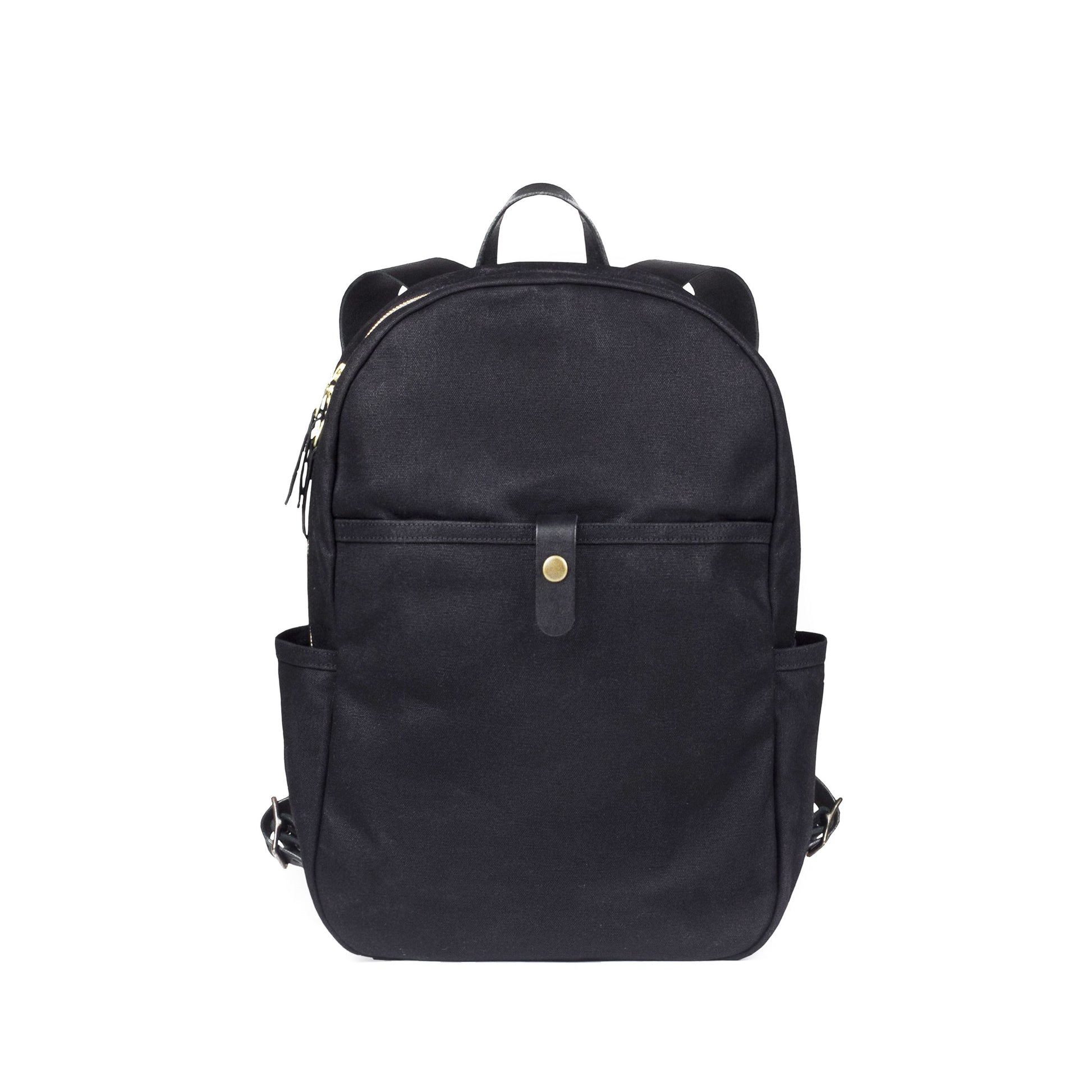 Tonino Backpack Black Waxed Canvas & Black Leather