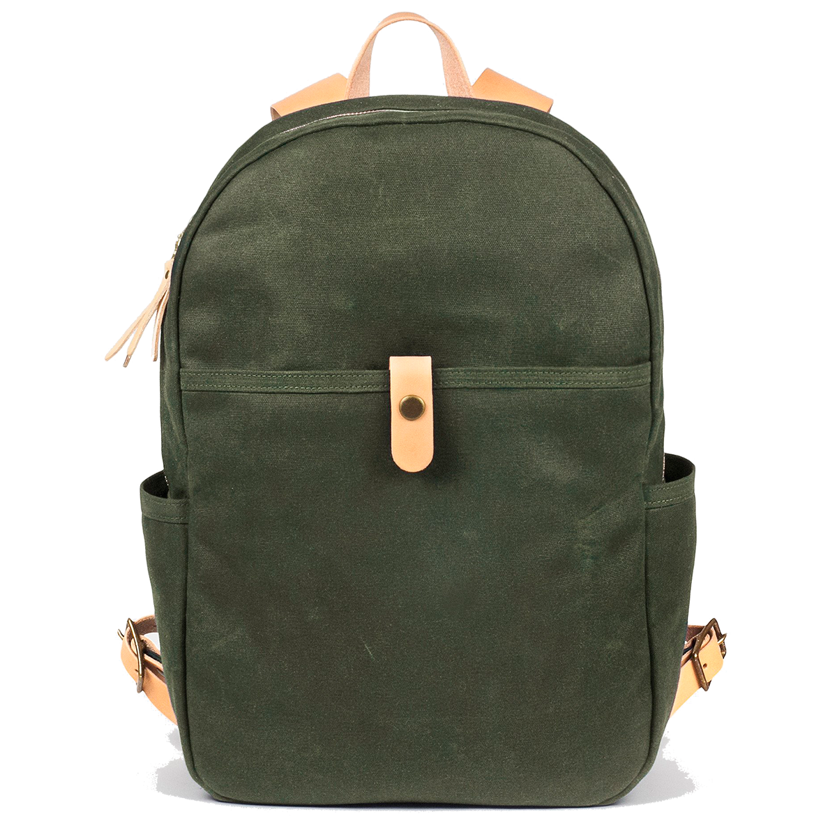 cotton canvas mini backpack brown green black Green Waxed Canvas & Natural Leather – Borton Co