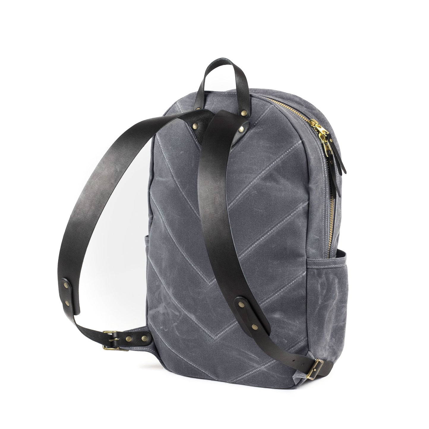 Tonino Backpack Grey Waxed Canvas & Black Leather