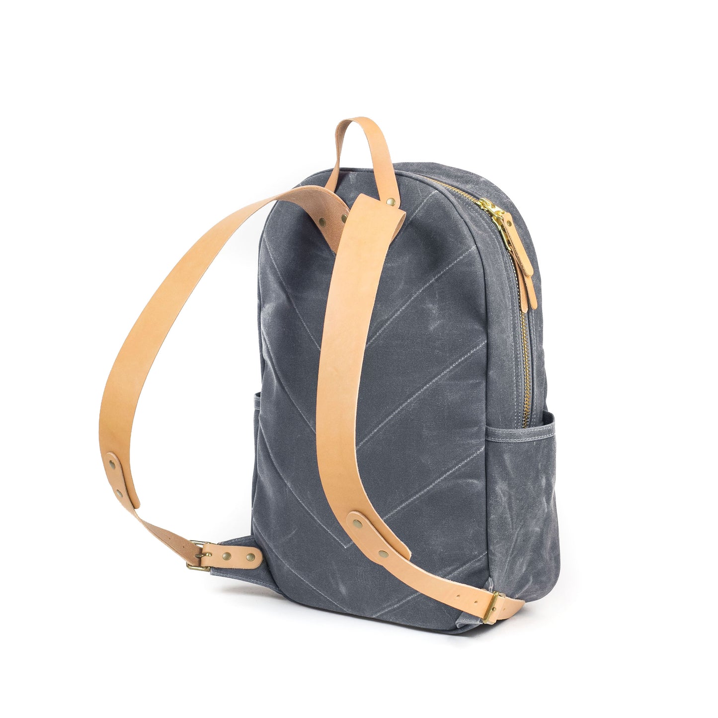 Tonino Backpack Grey Waxed Canvas & Natural Leather