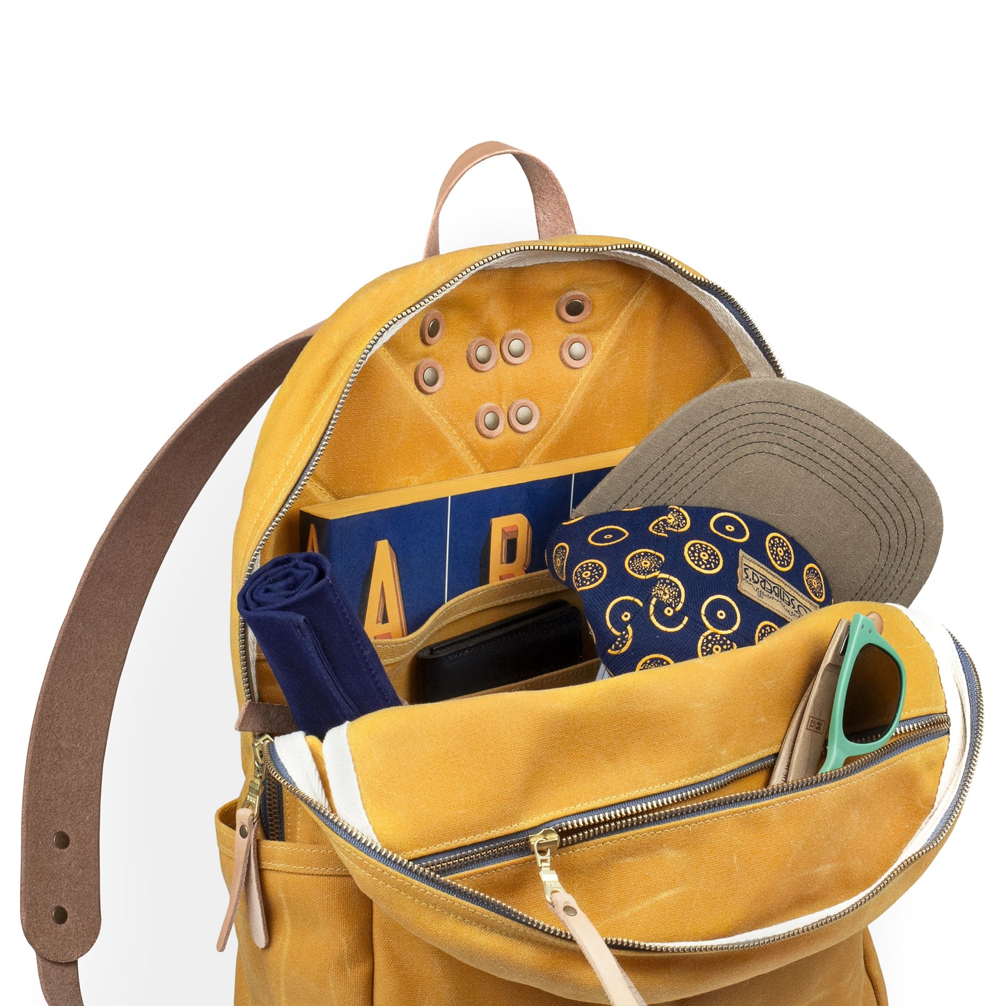 Tonino Backpack Yellow Waxed Canvas & Natural Leather