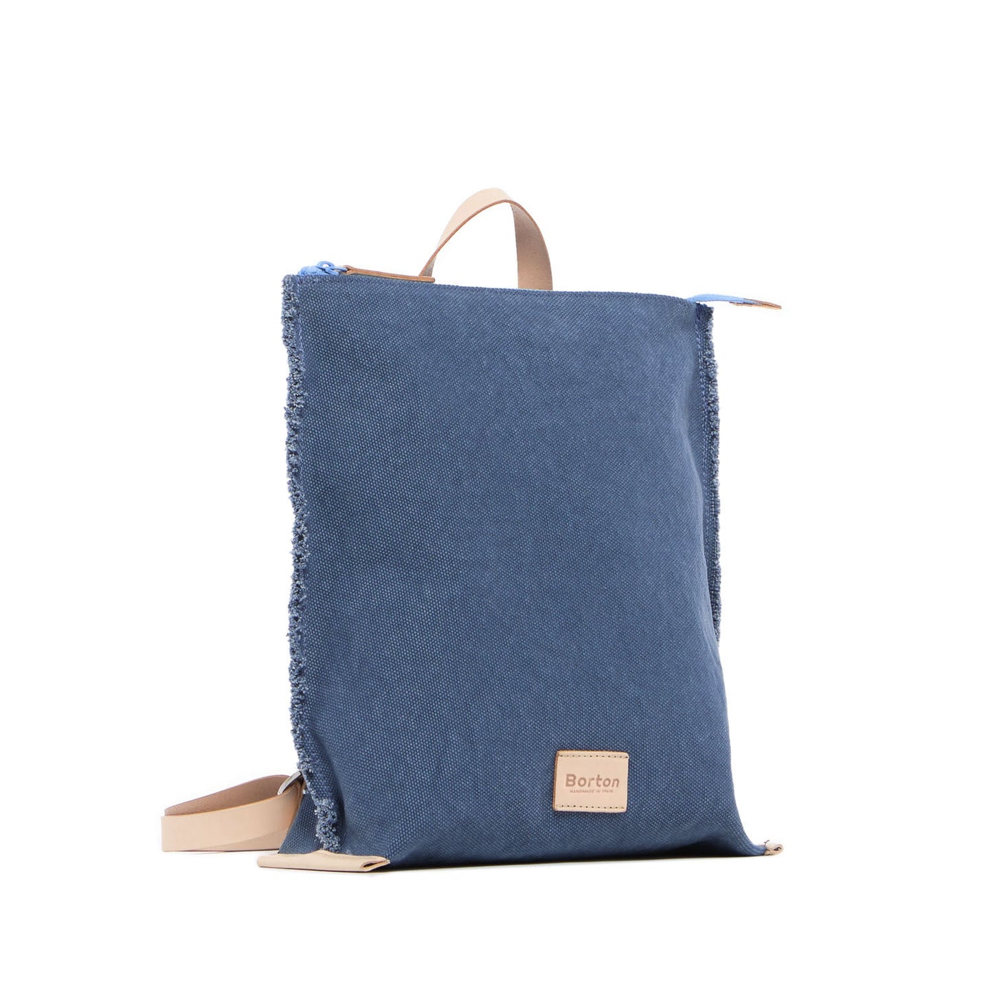 Cote Backpack Blue Canvas & Natural Leather