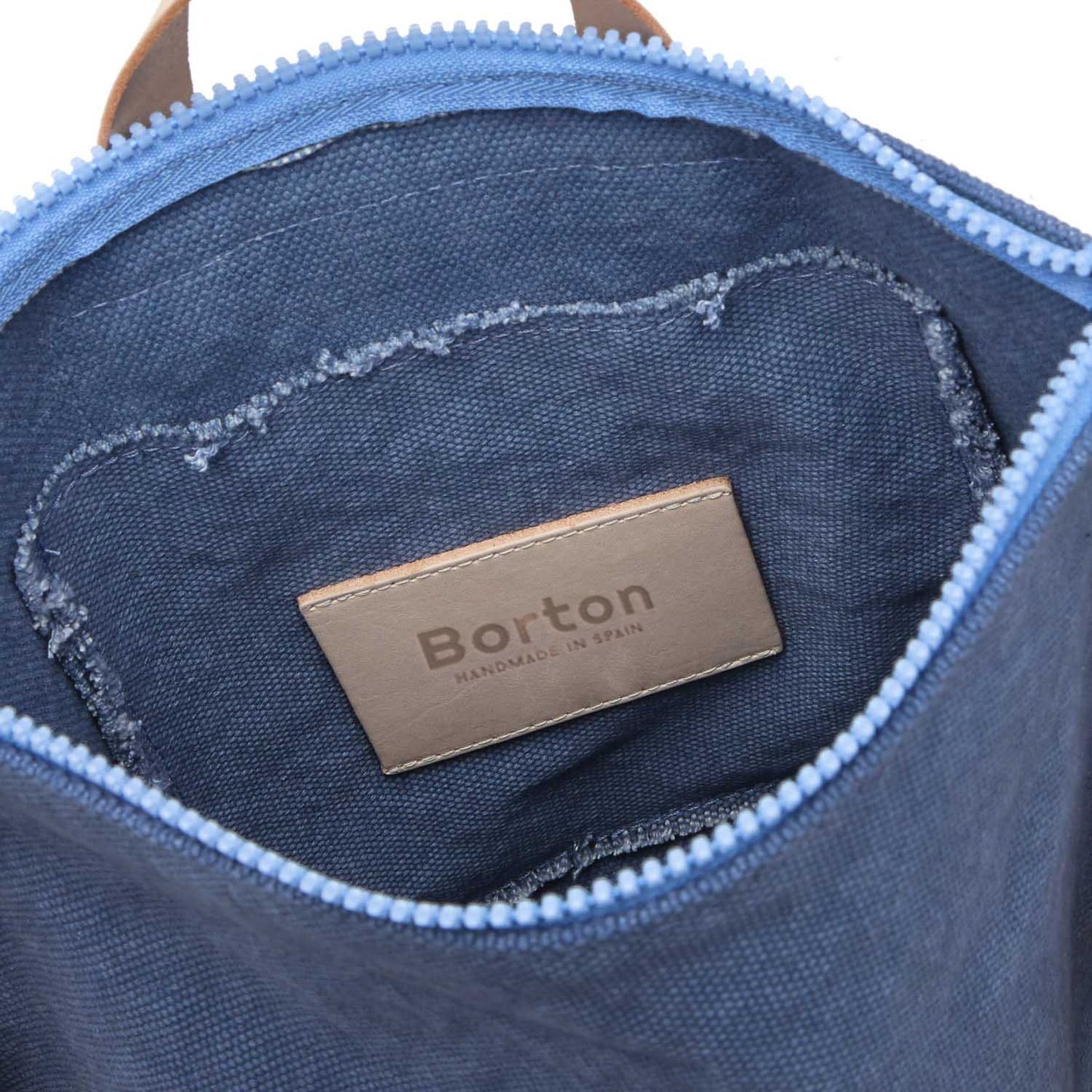 Cote Backpack Blue Canvas & Natural Leather