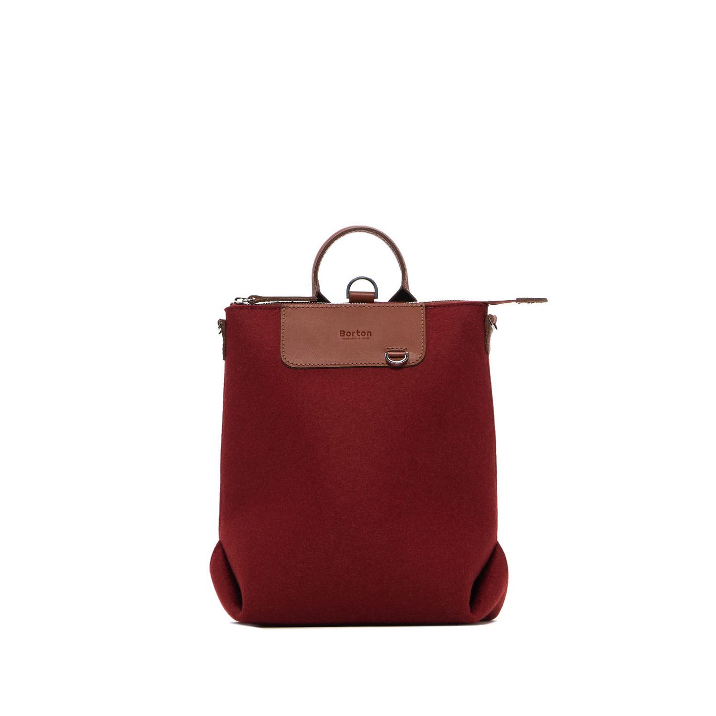 Alexis Backpack Mini Burgundy Felt & Tan Leather