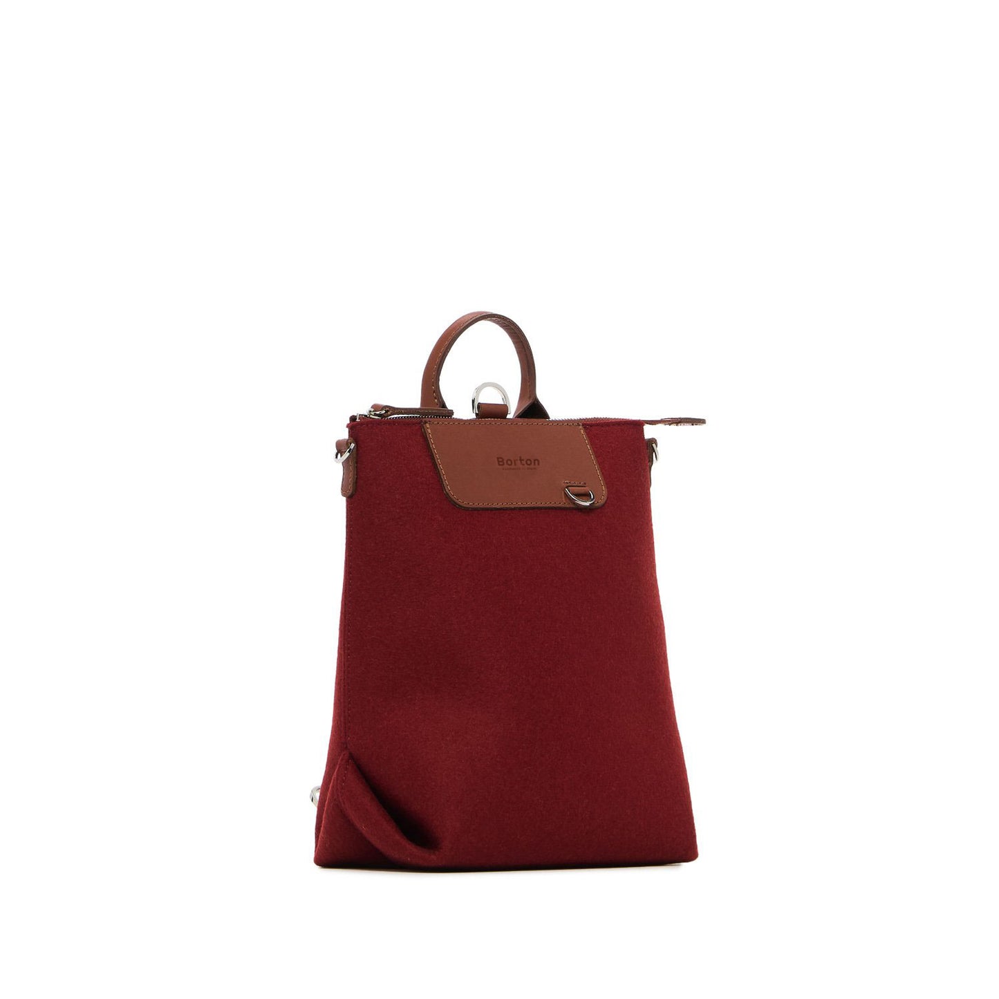 Alexis Backpack Mini Burgundy Felt & Tan Leather