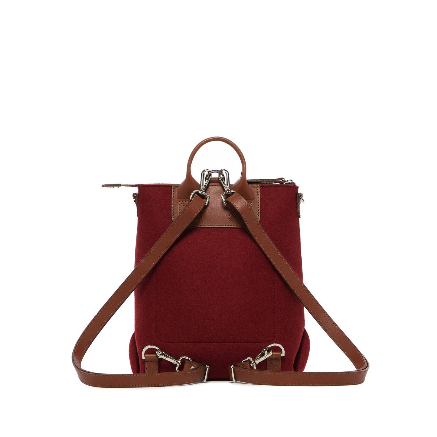 Alexis Backpack Mini Burgundy Felt & Tan Leather