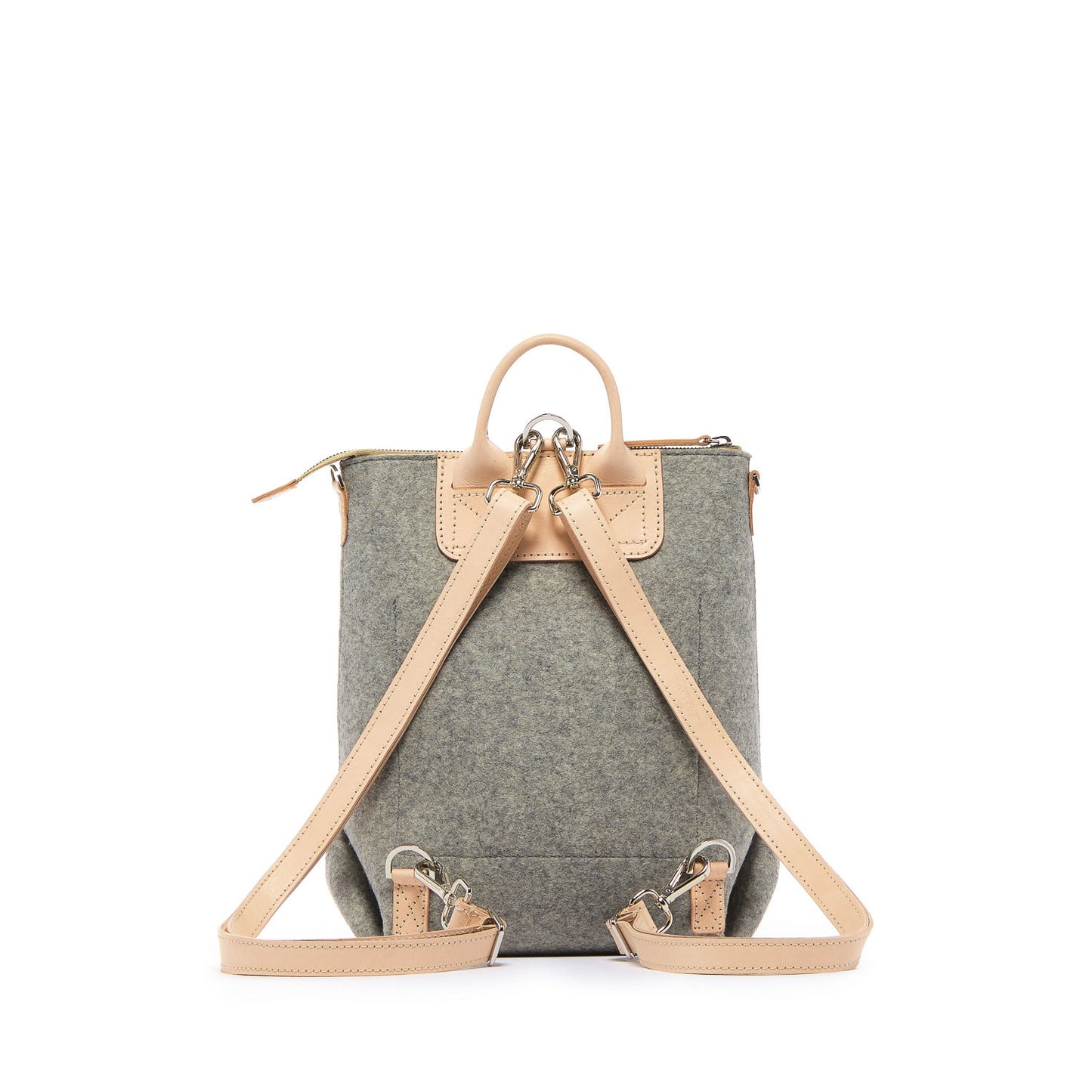 Alexis Backpack Mini Grey Felt & Natural Leather