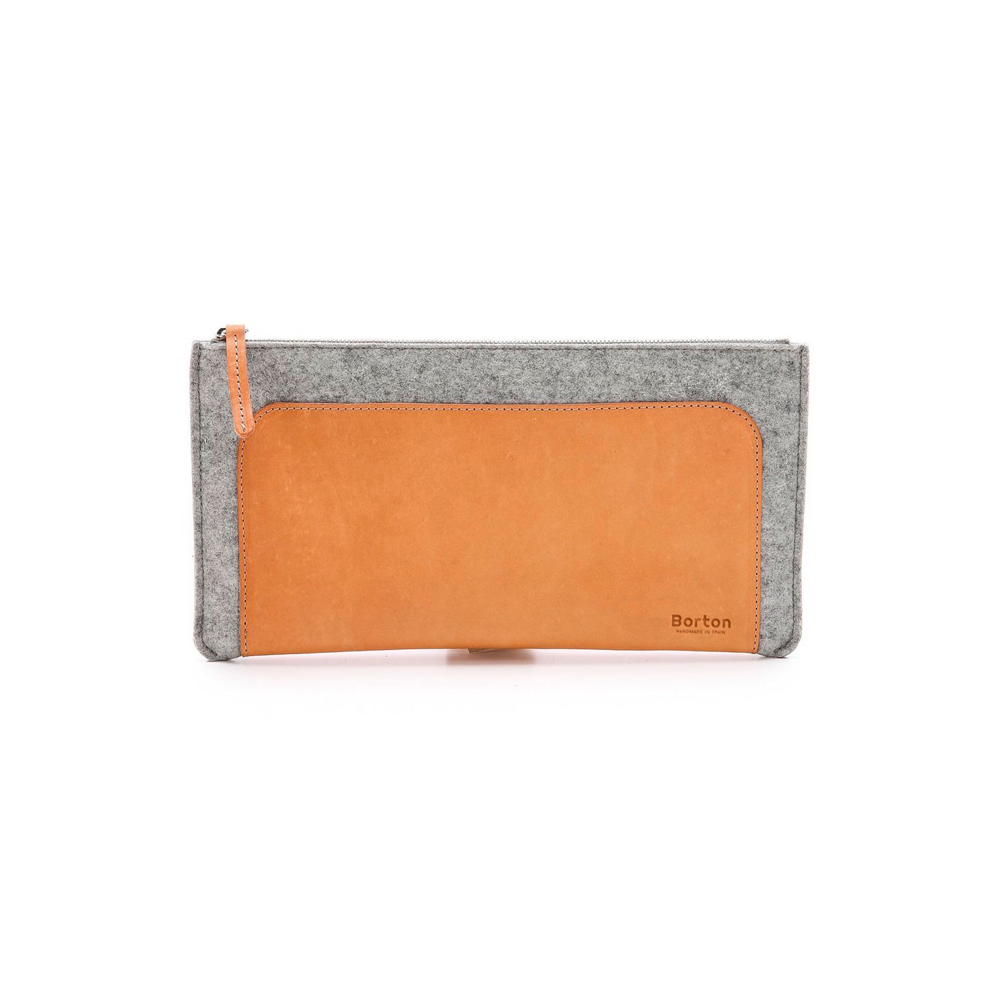 Megan Clutch Gray Felt & Natural Leather