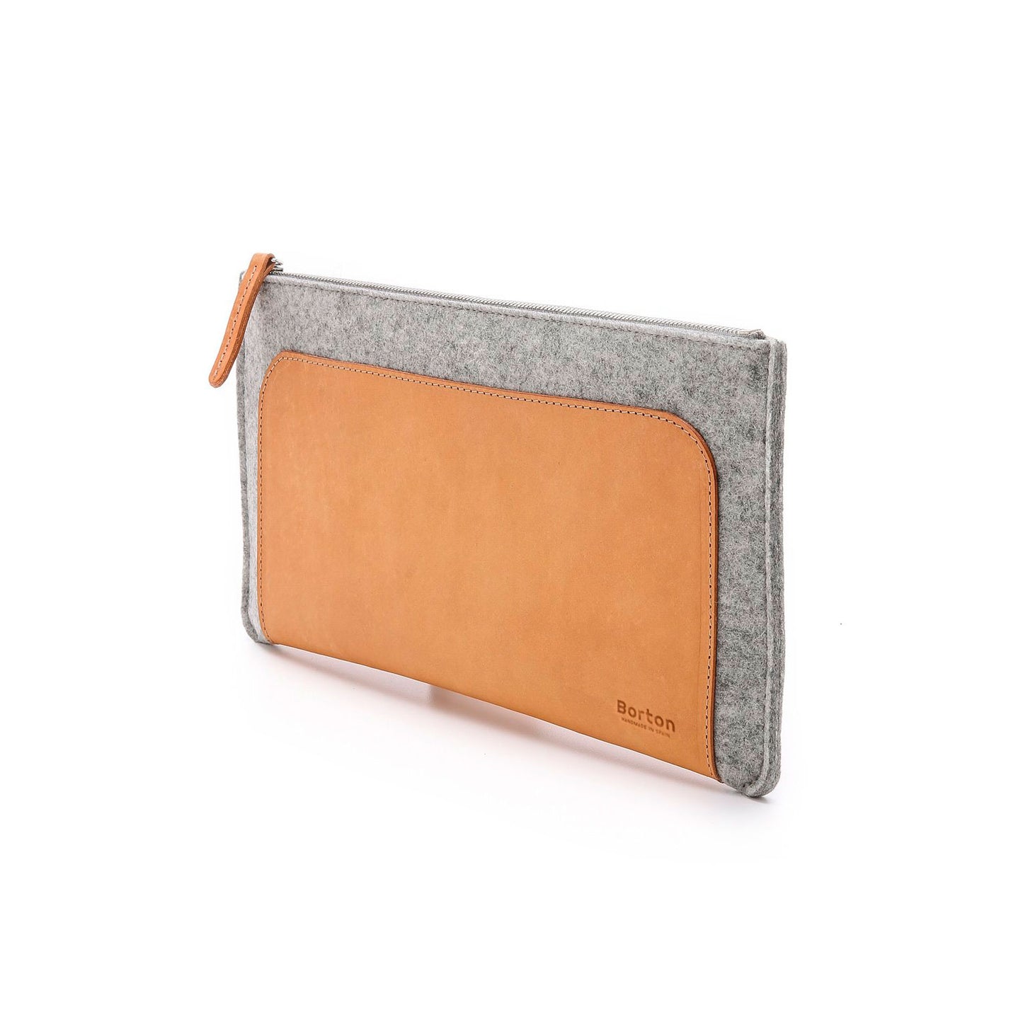 Megan Clutch Gray Felt & Natural Leather