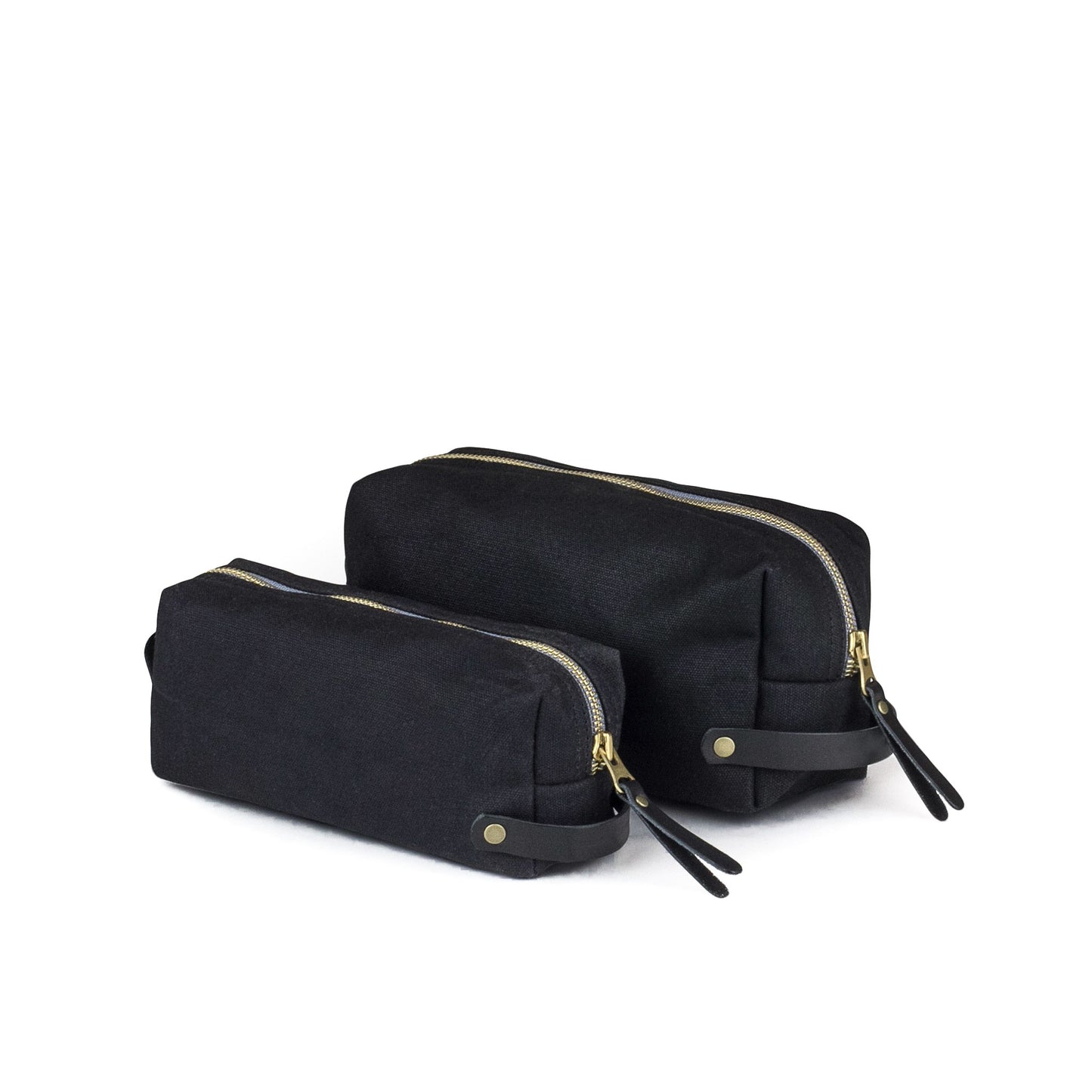 Dopp Kit Black Waxed Canvas & Black Leather