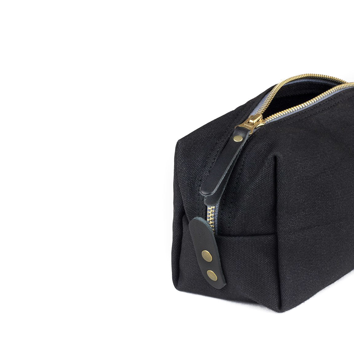 Dopp Kit Black Waxed Canvas & Black Leather