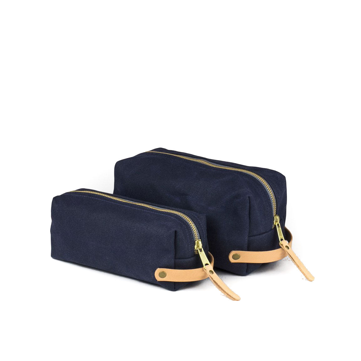 Dopp Kit Blue Waxed Canvas & Natural Leather
