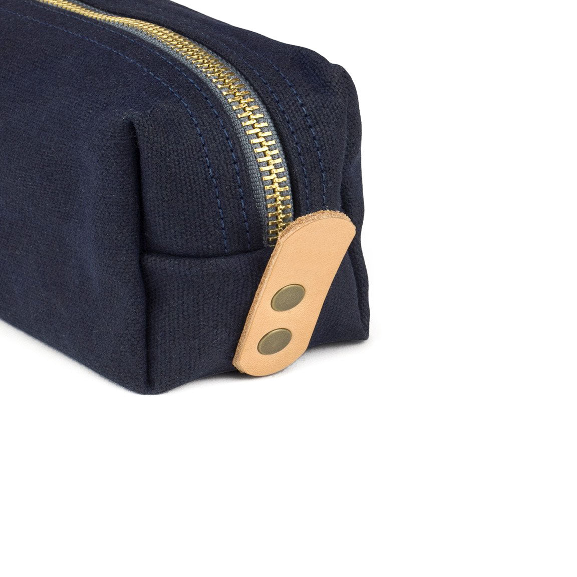 Dopp Kit Blue Waxed Canvas & Natural Leather