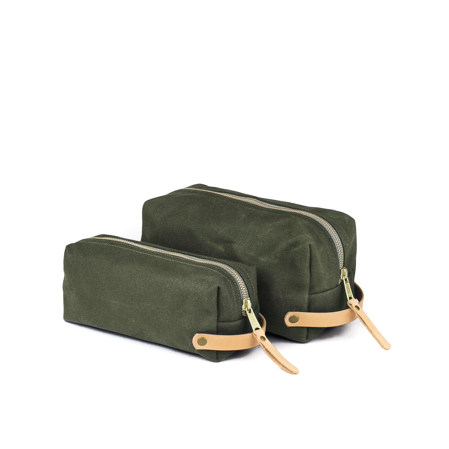 Dopp Kit Green Waxed Canvas & Natural Leather