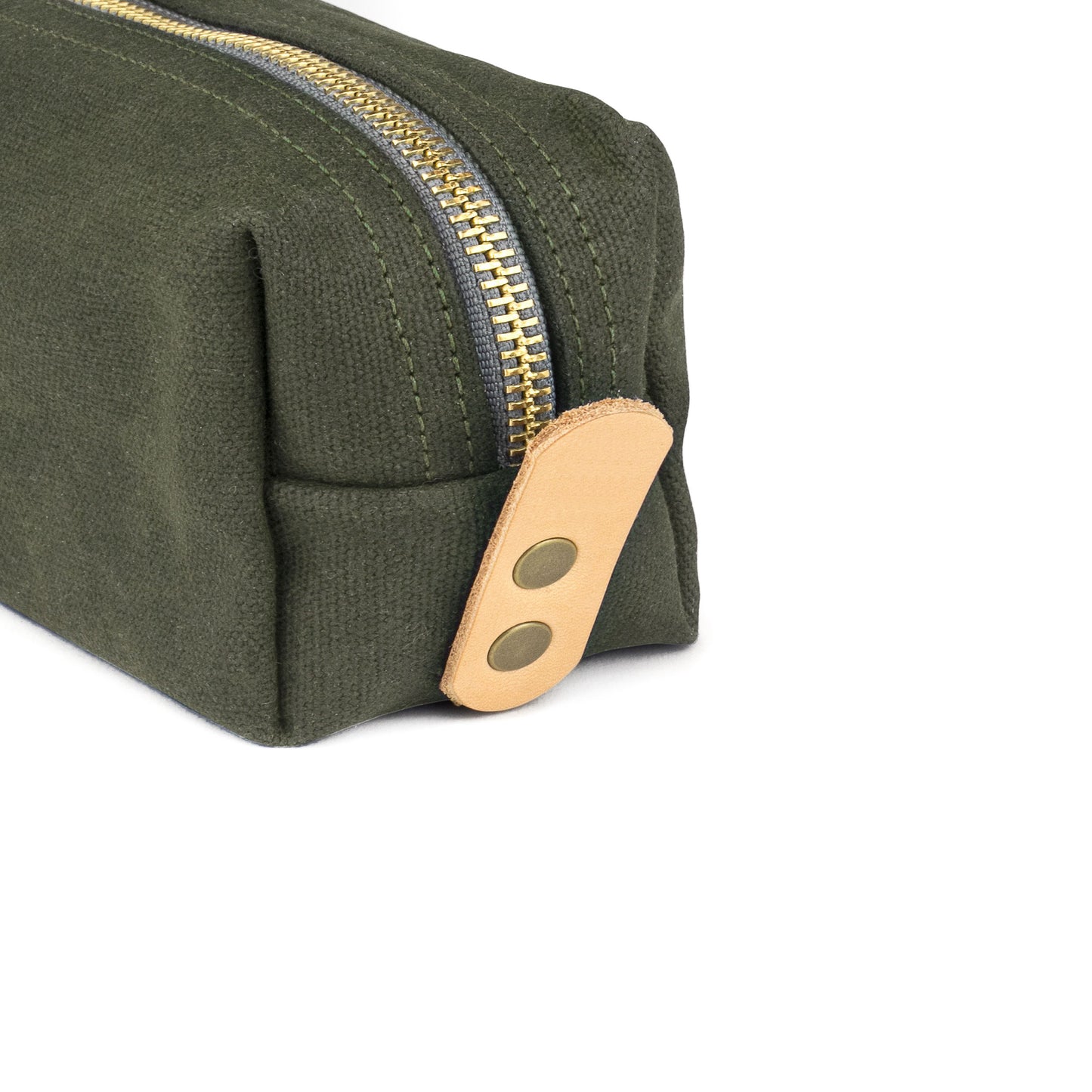 Dopp Kit Green Waxed Canvas & Natural Leather