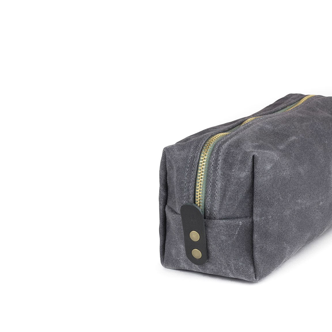Dopp Kit Grey Waxed Canvas & Black Leather