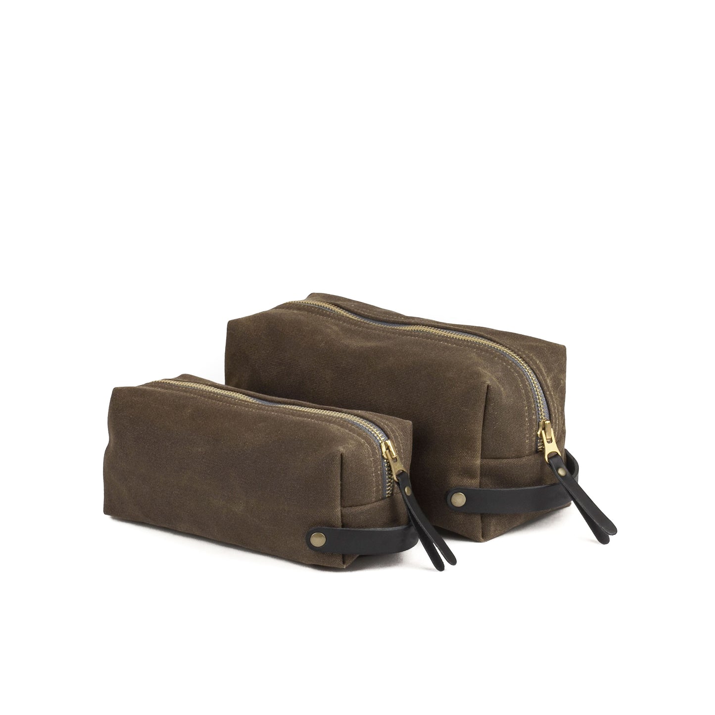Dopp Kit Tan Waxed Canvas & Black Leather
