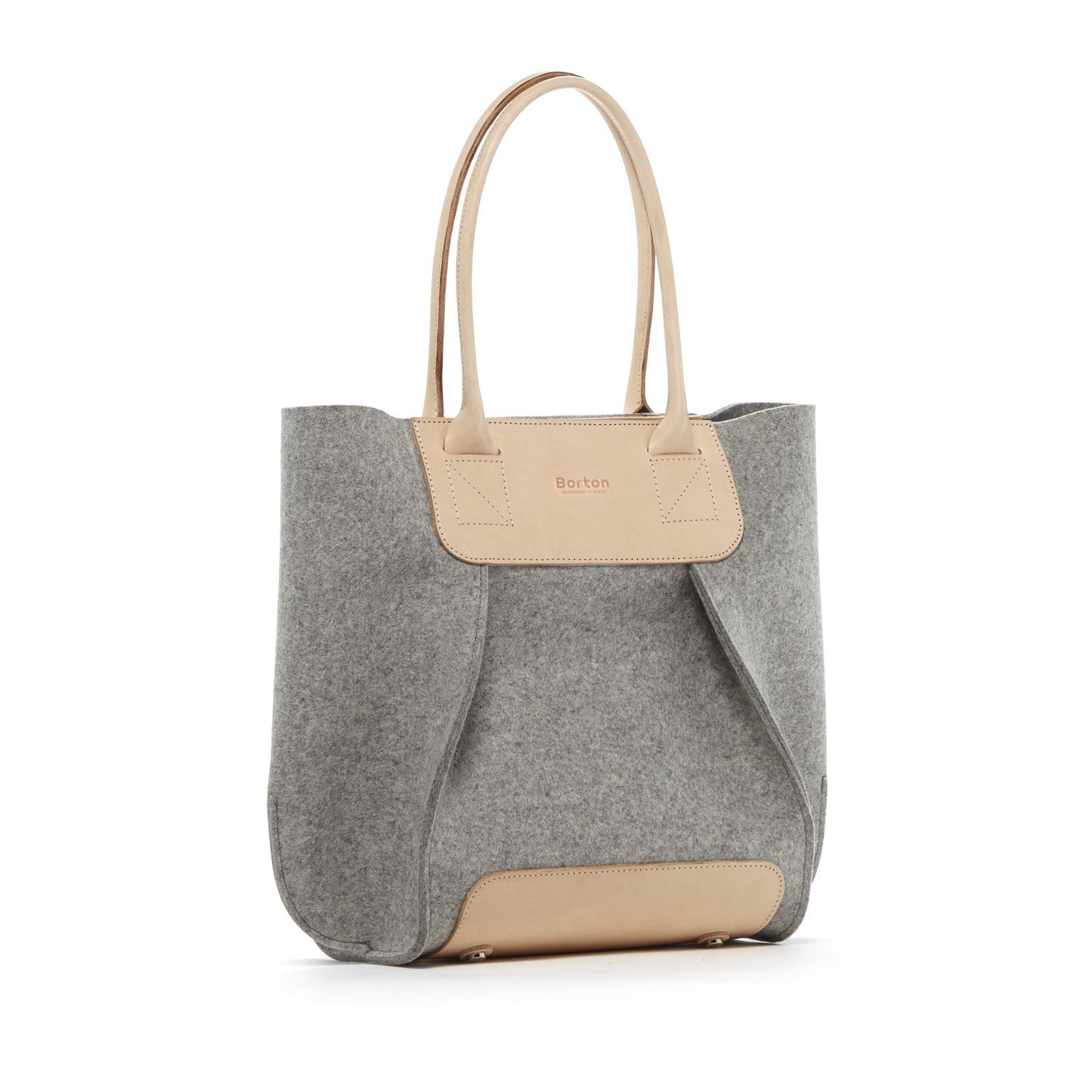 Belis Mini Handbag Grey Felt & Natural Leather