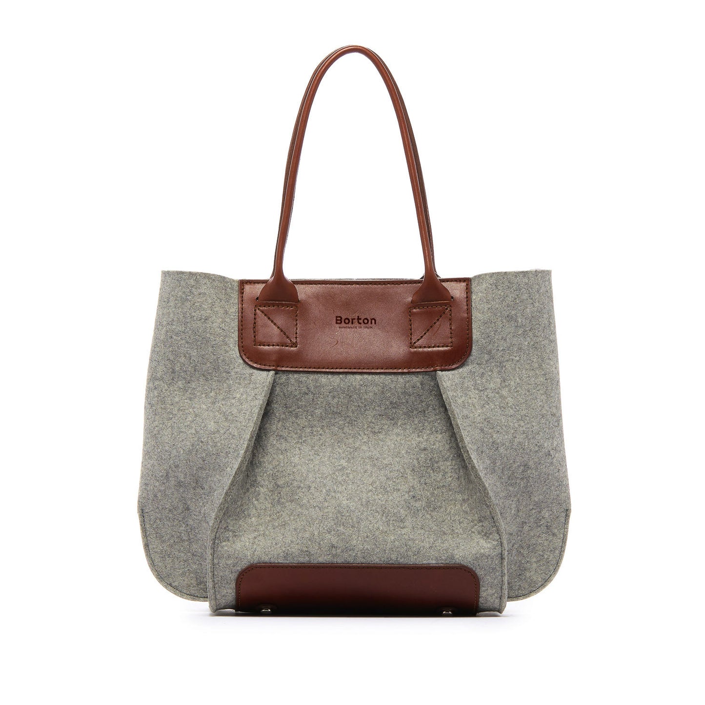 Belis Mini Handbag Grey Felt & Tan Leather
