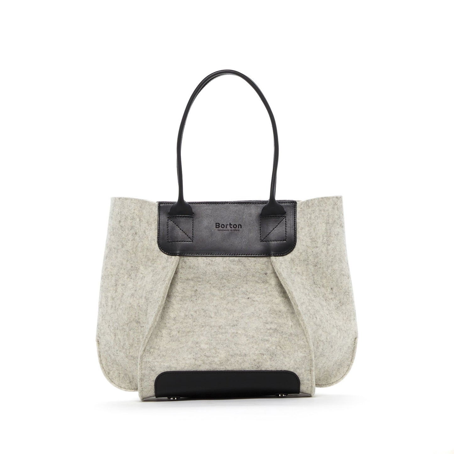 Belis Mini Handbag White Felt & Black Leather
