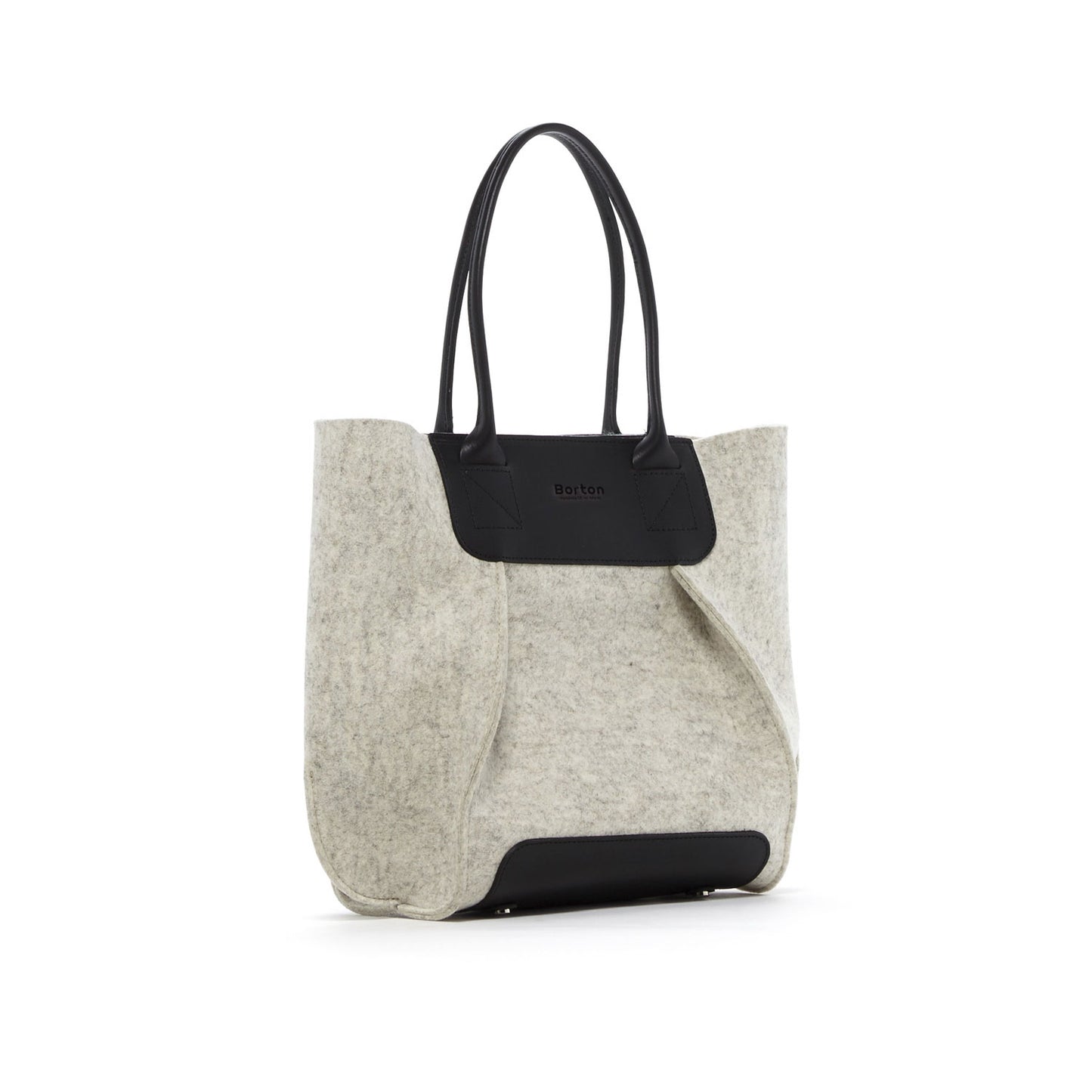 Belis Mini Handbag White Felt & Black Leather