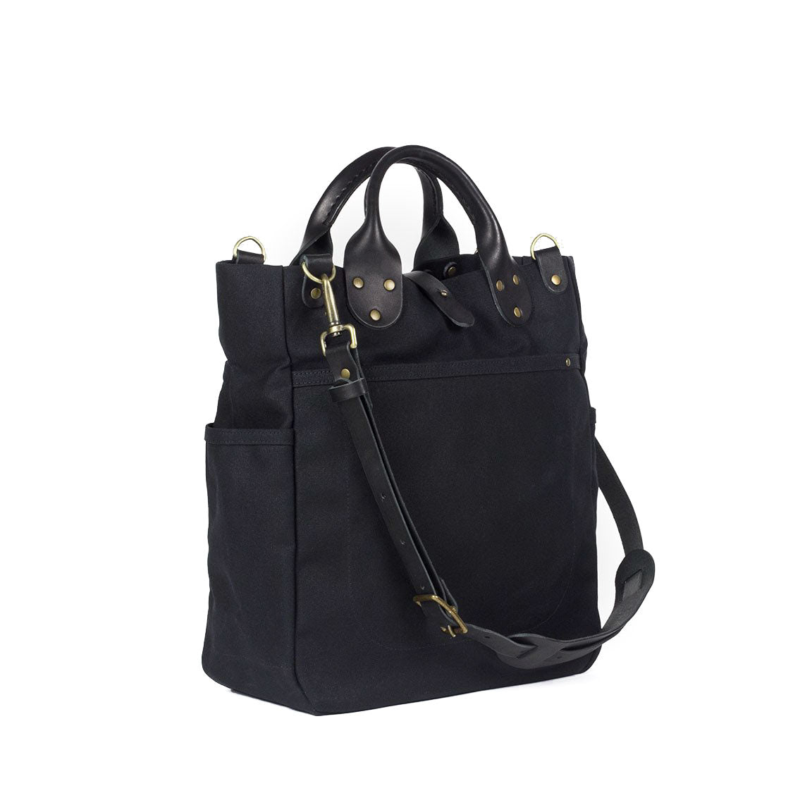 Carryall Black Waxed Canvas & Black Leather