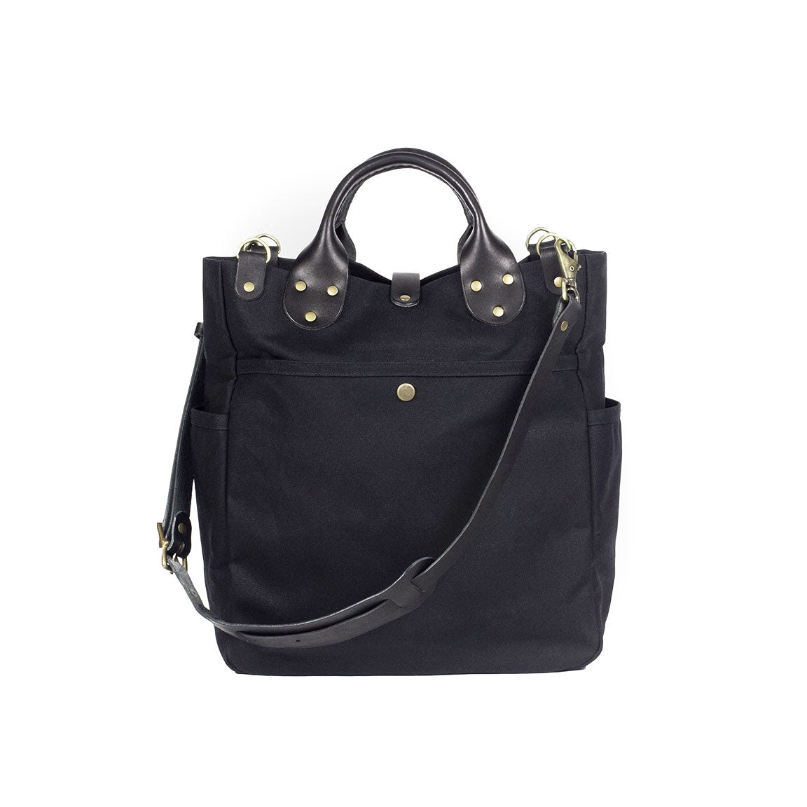 Carryall Black Waxed Canvas & Black Leather