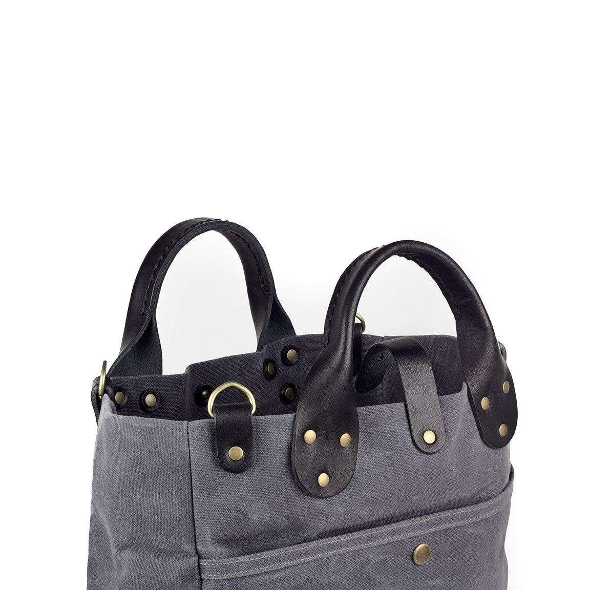 Carryall Grey Waxed Canvas & Black Leather