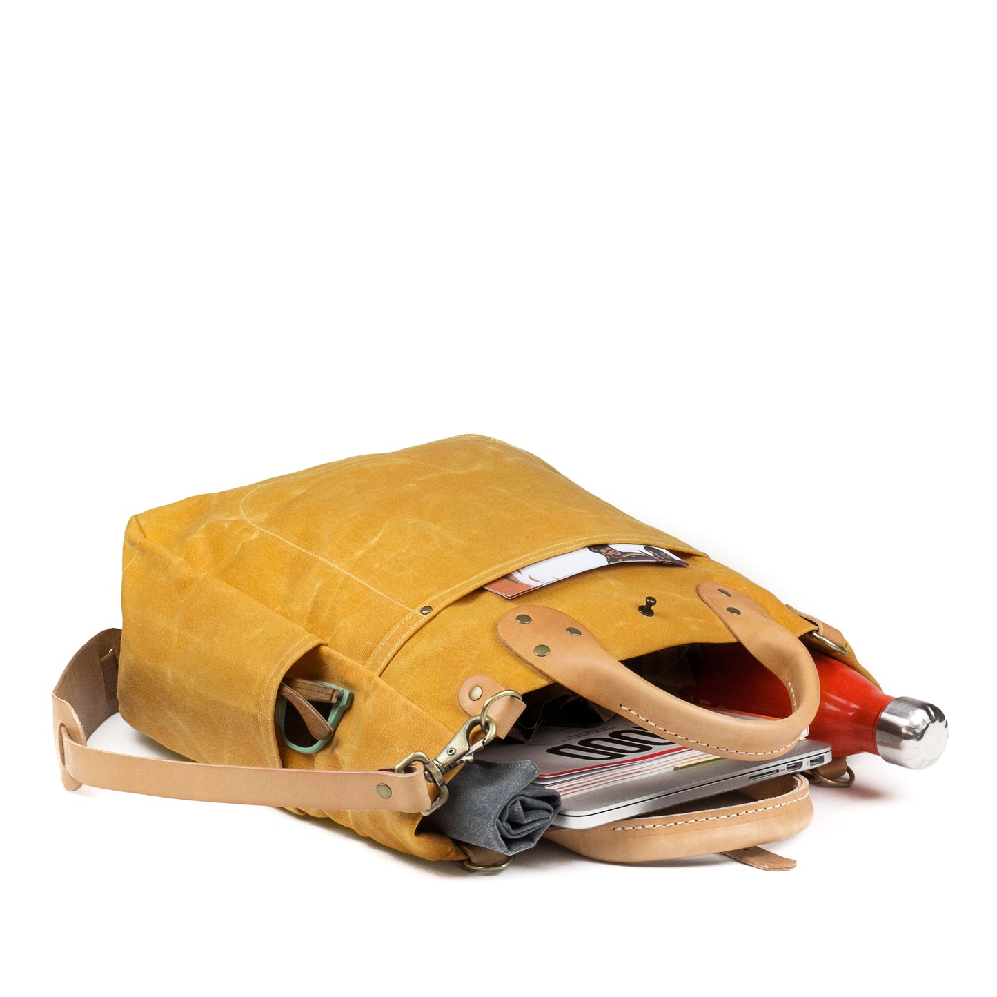 Carryall Yellow Waxed Canvas & Natural Leather