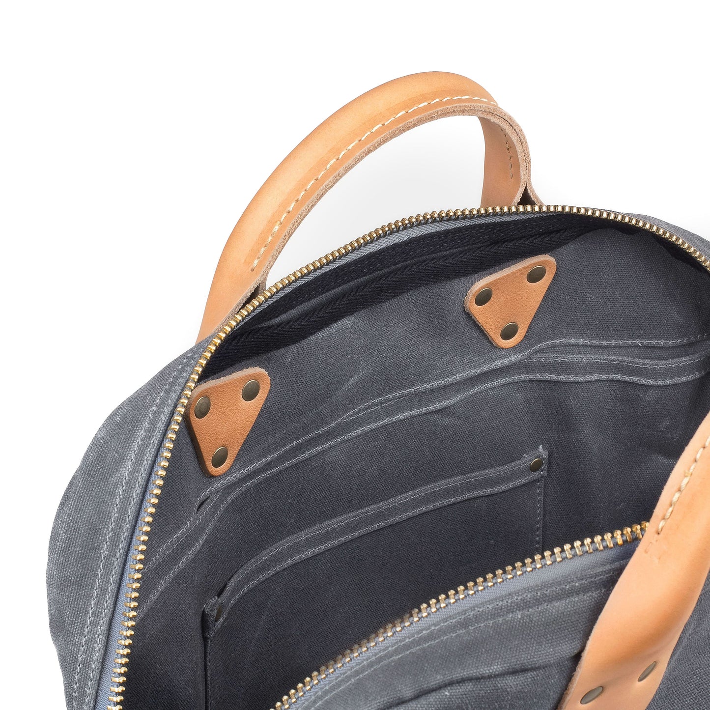 Everyday Bag Grey Waxed Canvas & Natural Leather