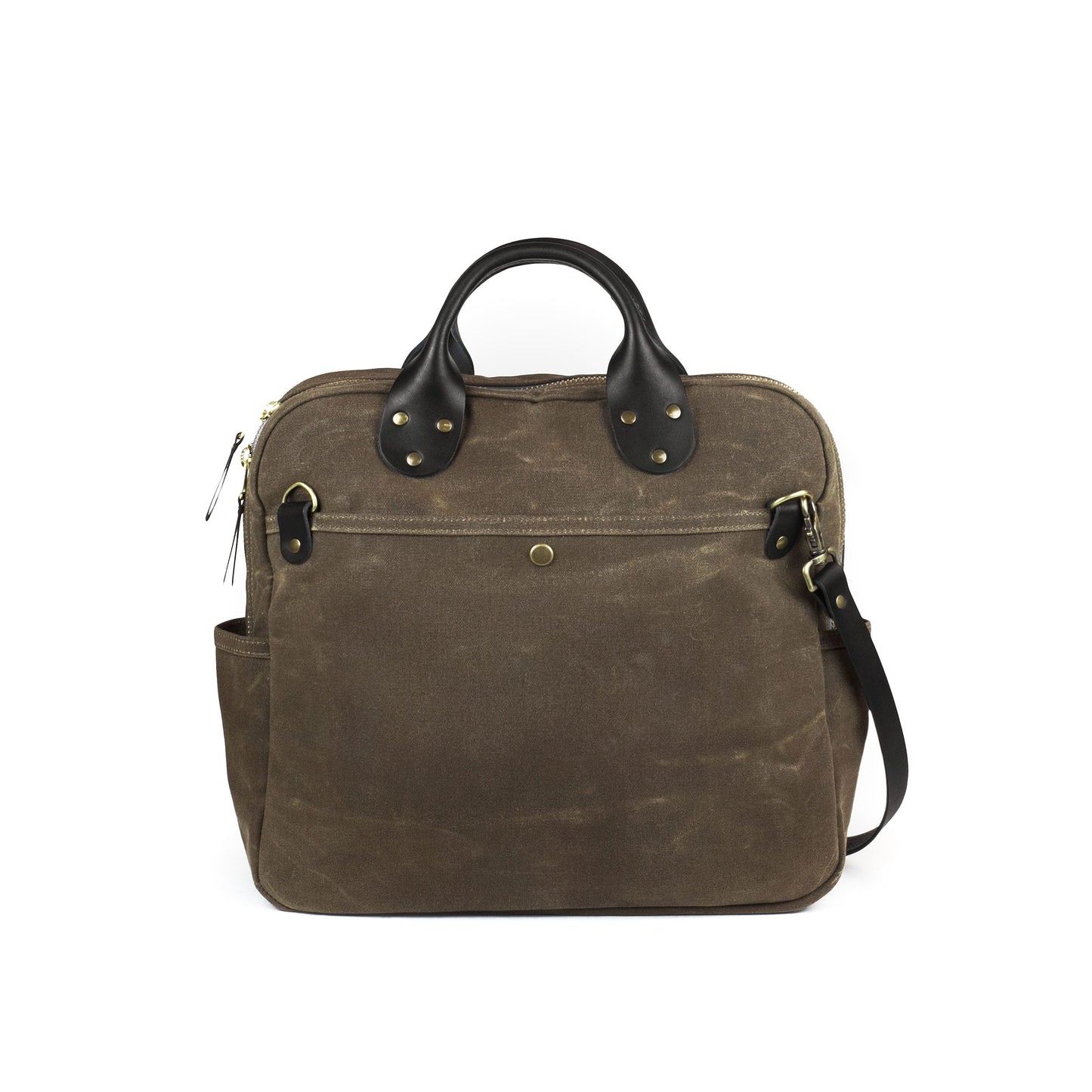 Everyday Bag Tan Waxed Canvas & Black Leather