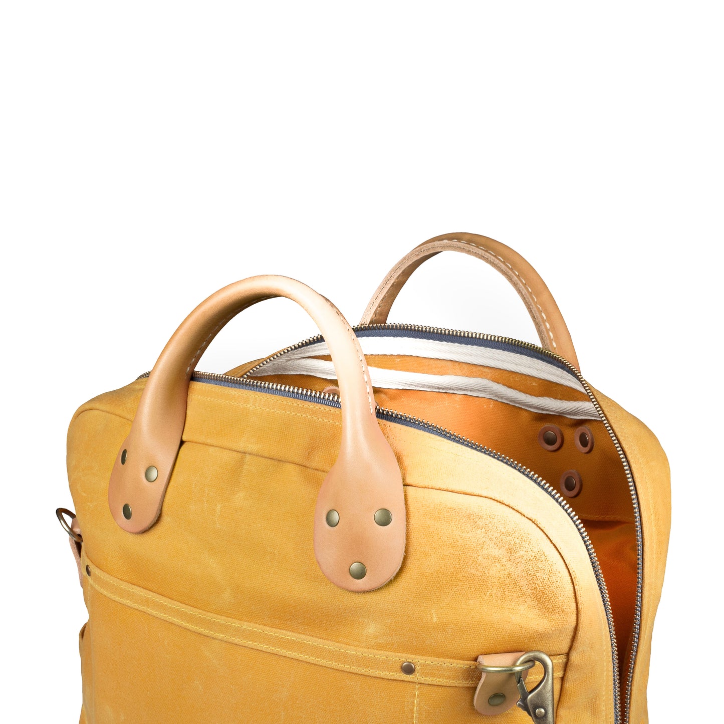 Everyday Bag Yellow Waxed Canvas & Natural Leather