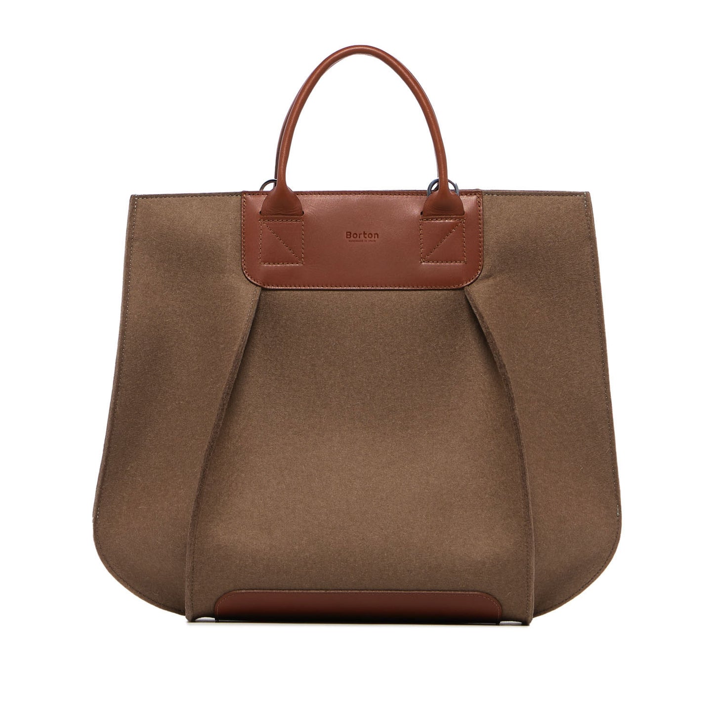 Belis Tote Handbag Tan Felt & Tan Leather
