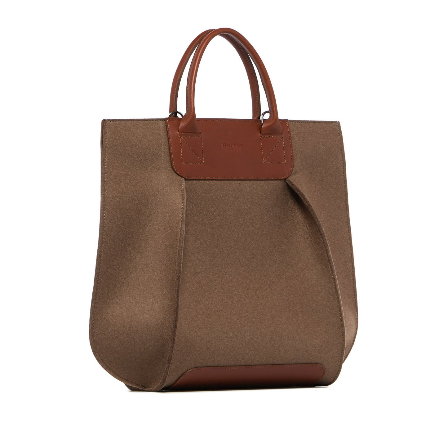 Belis Tote Handbag Tan Felt & Tan Leather