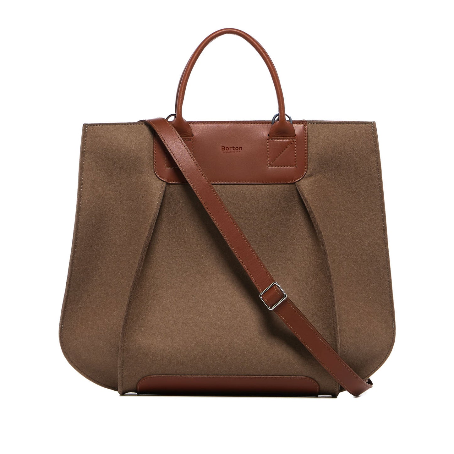 Belis Tote Handbag Tan Felt & Tan Leather