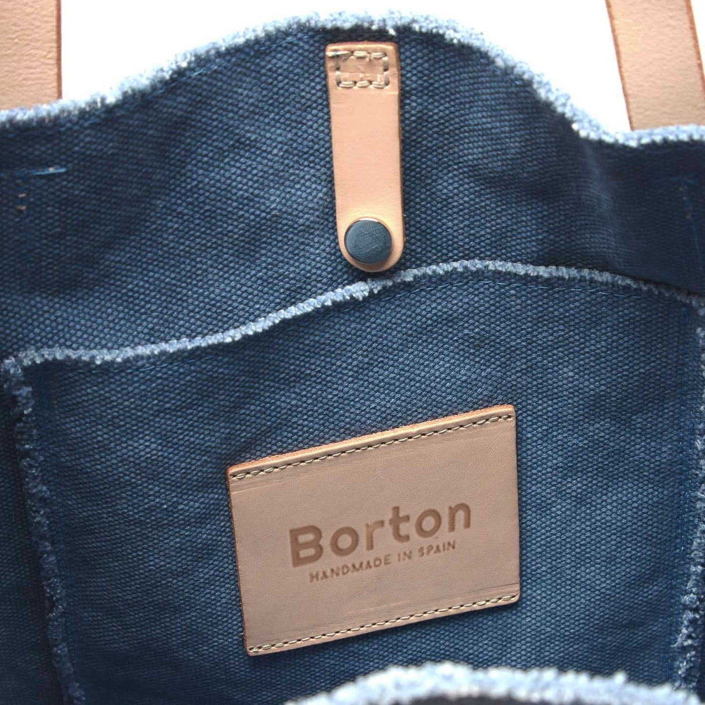 Mery Tote Bag Blue Canvas & Natural Leather