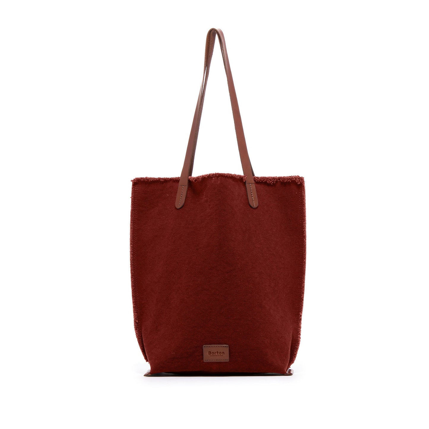 Mery Tote Bag Burgundy Canvas & Tan Leather