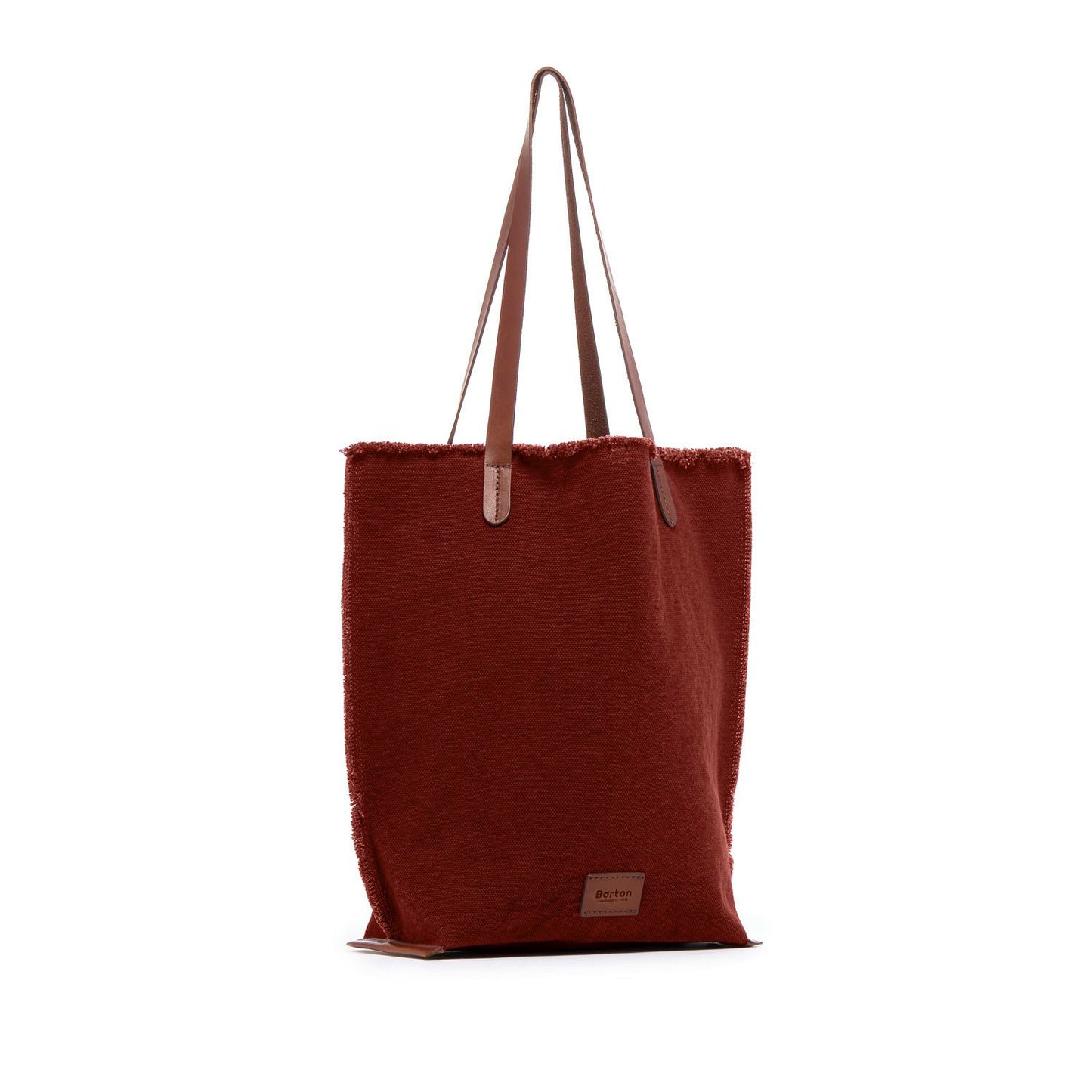 Mery Tote Bag Burgundy Canvas & Tan Leather